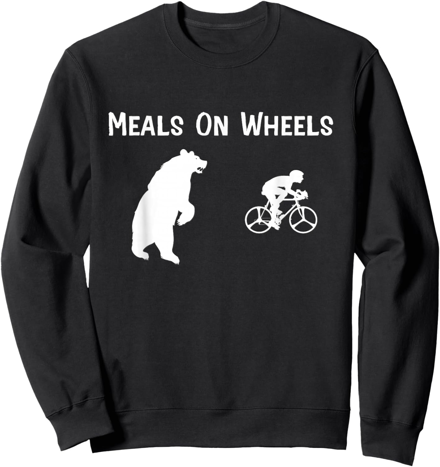 Funny Bear Chasing Bike Rider Meals On Wheels Sweatshirt - Sweatshirt | Black