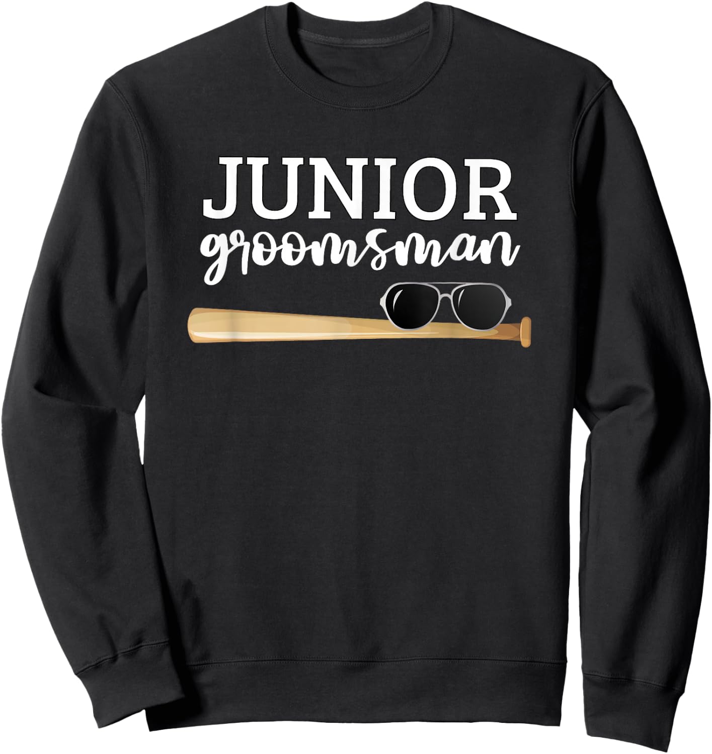 Junior Groomsman Baseball Bat Wedding Party Jr Boys Gift Sweatshirt - Sweatshirt | Black