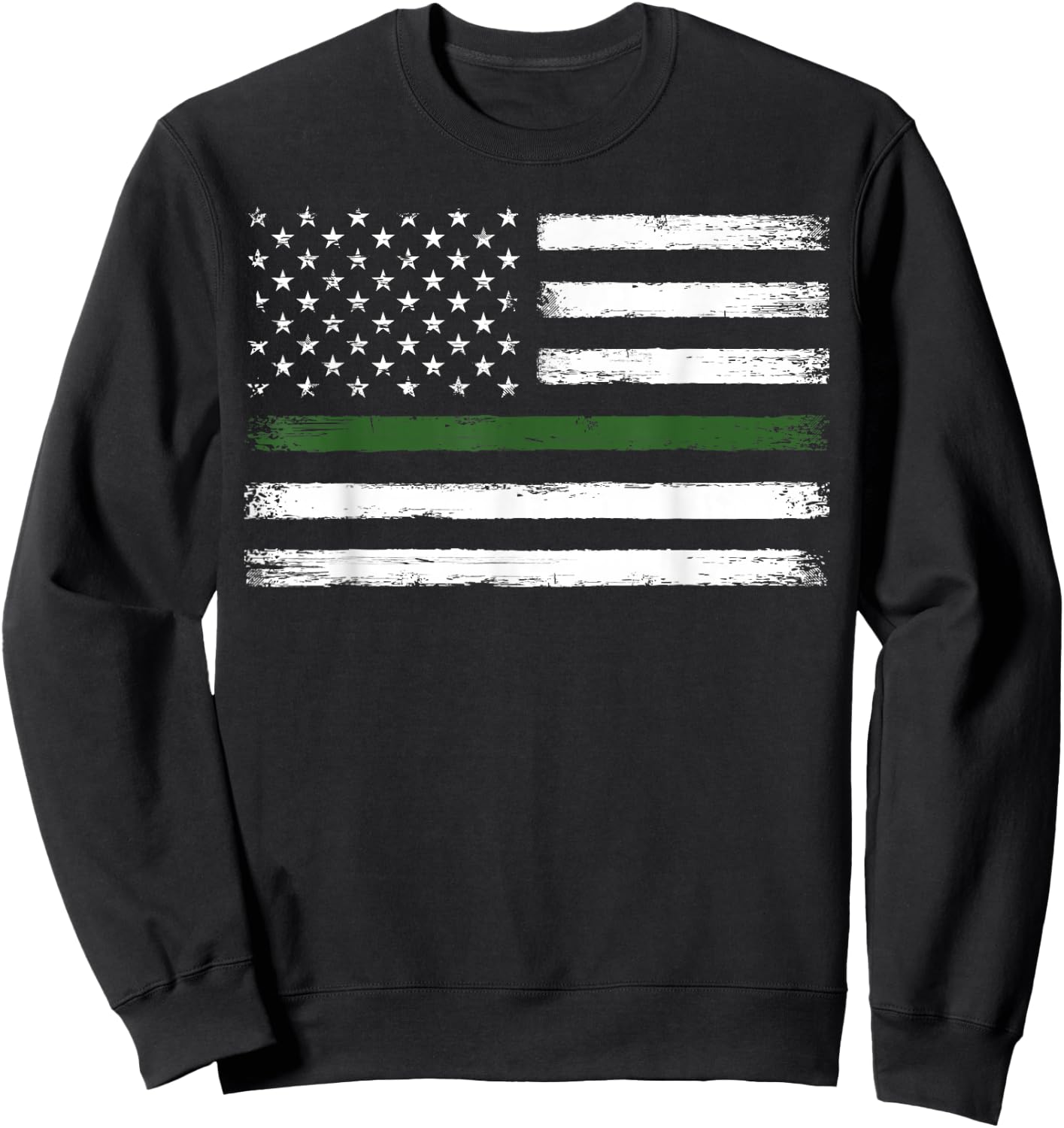Thin Green Line Flag Military Family, Vintage, Patriotic Sweatshirt - Sweatshirt | Black
