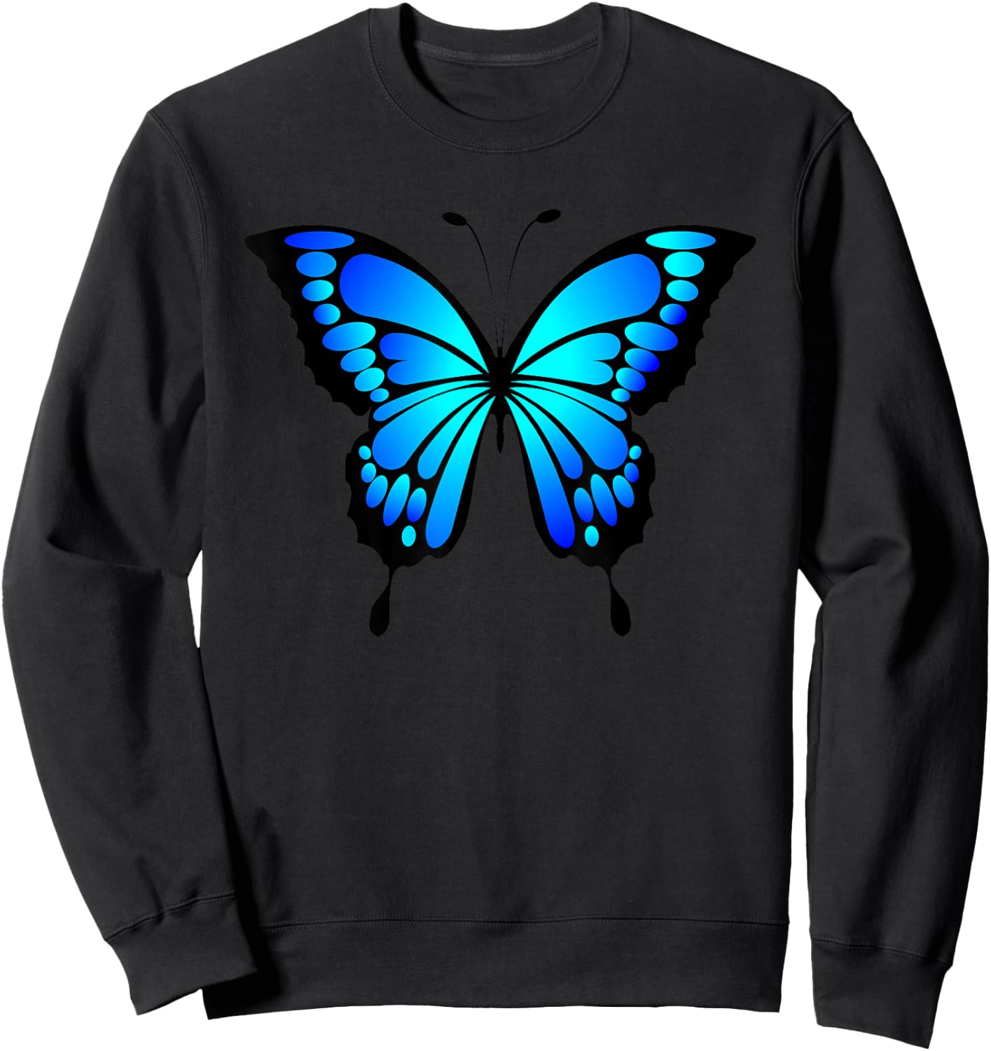 Cute Colorful Blue Butterfly Small Sweatshirt - Sweatshirt | Black