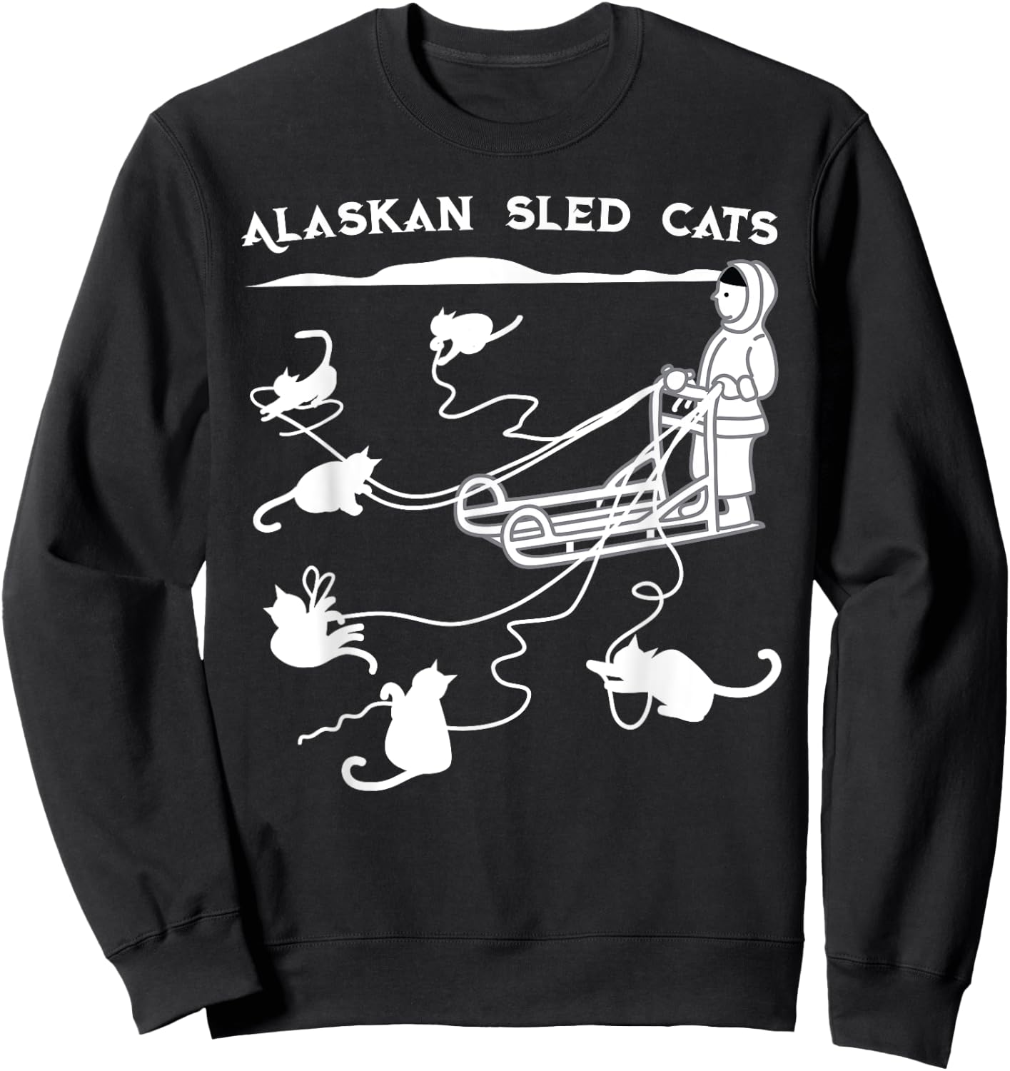 Sledding Gift Cute Alaskan Sled Cats for Cat-Loving Alaskans Sweatshirt - Sweatshirt | Black