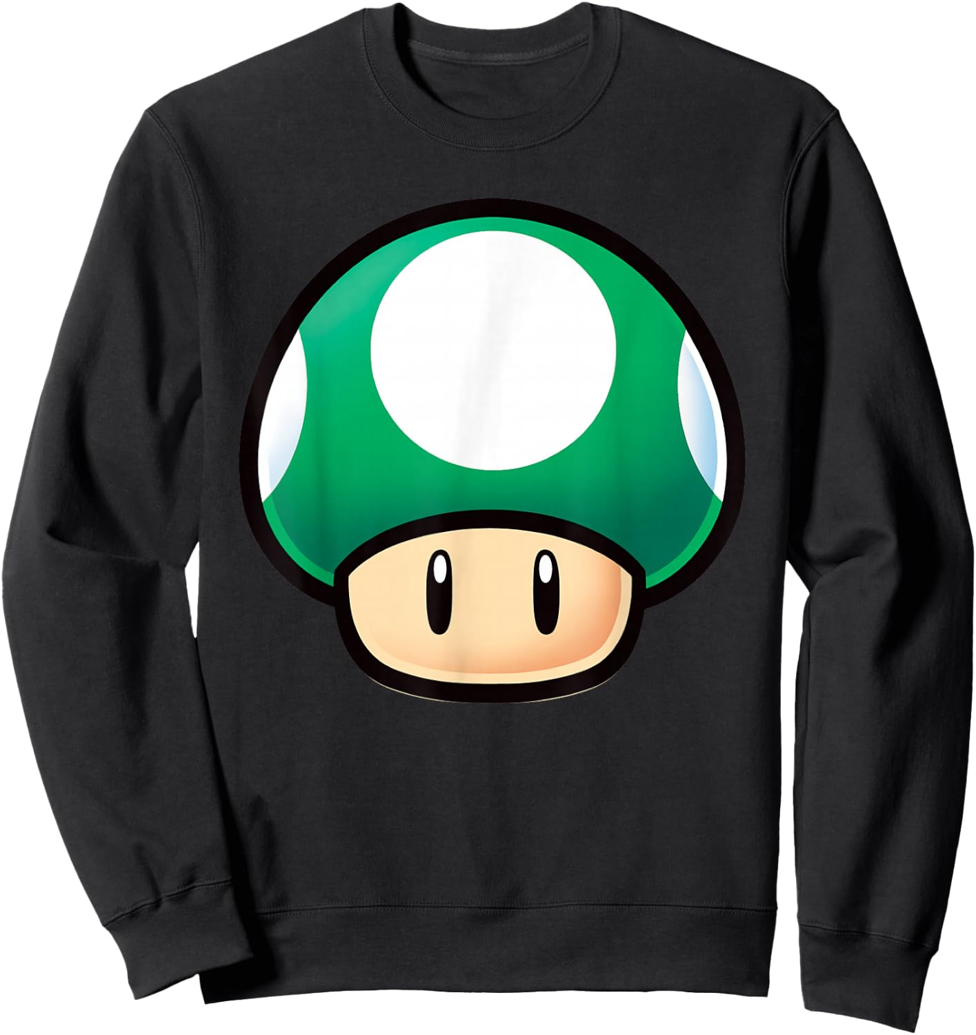 Super Mario Green Mushroom Big Face Sweatshirt - Sweatshirt | Black