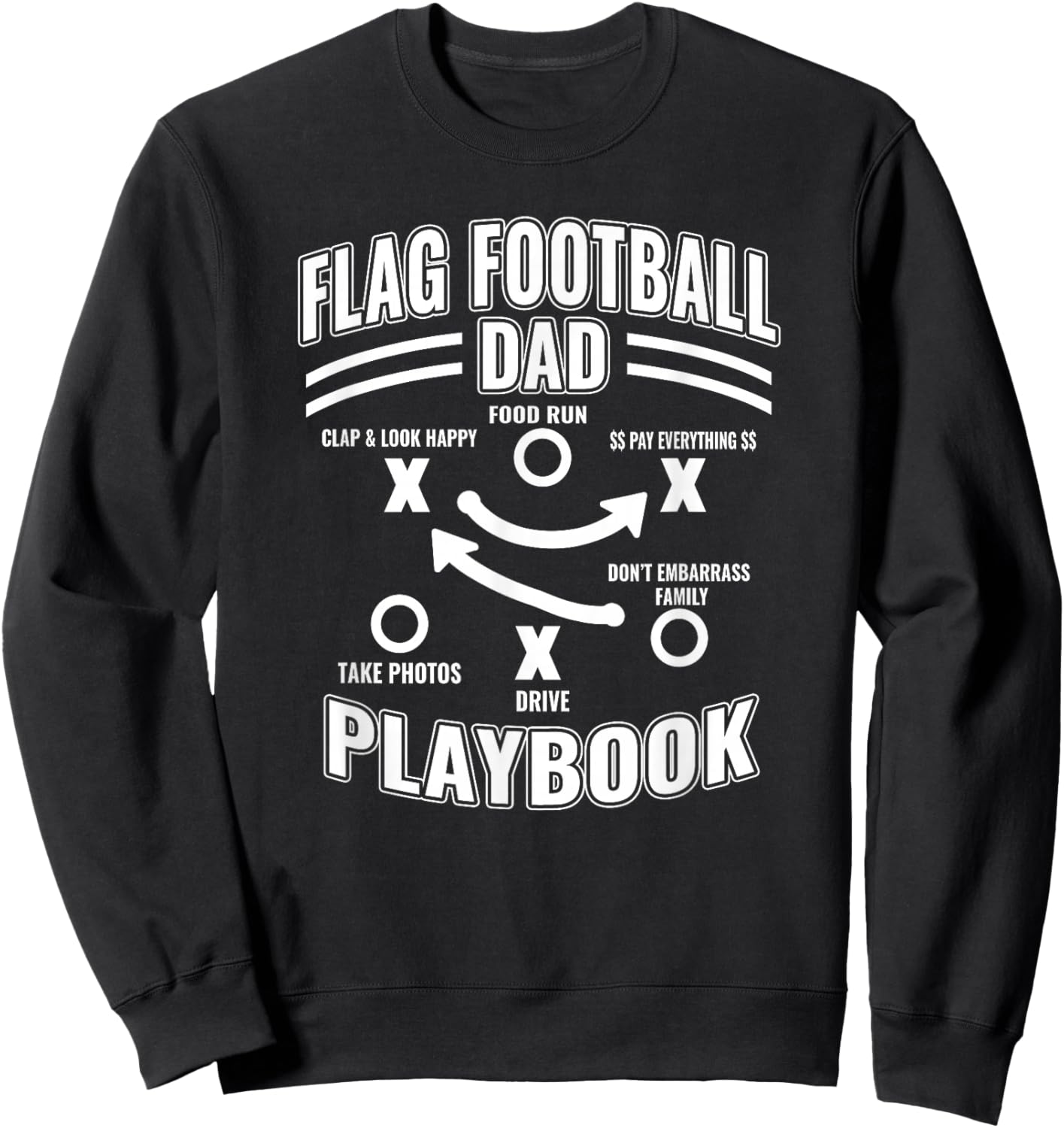 Flag Football Dad Playbook Proud Sports Father Humor Design Sweatshirt - Sweatshirt | Black