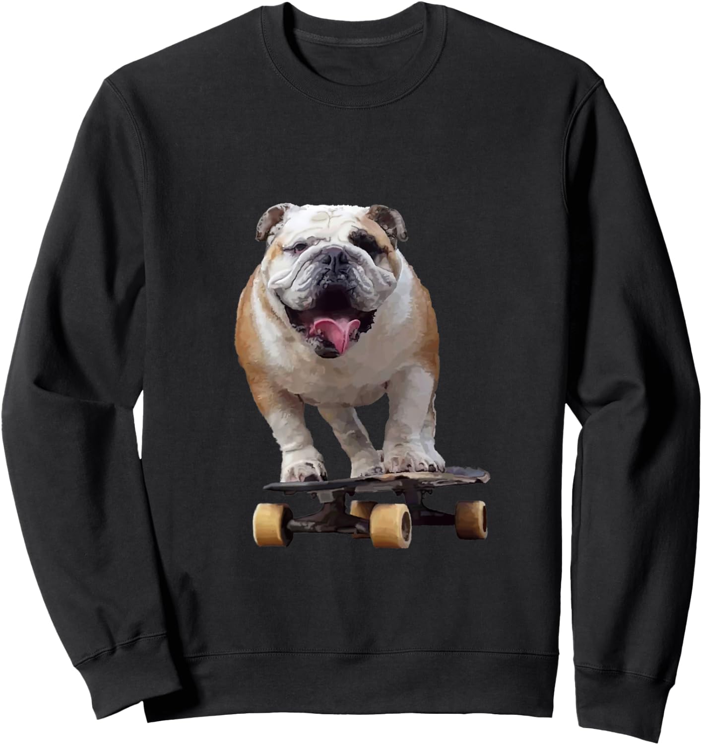Funny Skateboarding Bulldog Sweatshirt - Sweatshirt | Black