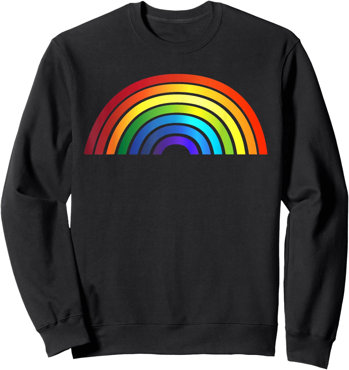 Rainbow - Rainbow Simple Style Basic Stripe Design Sweatshirt - Sweatshirt | Black