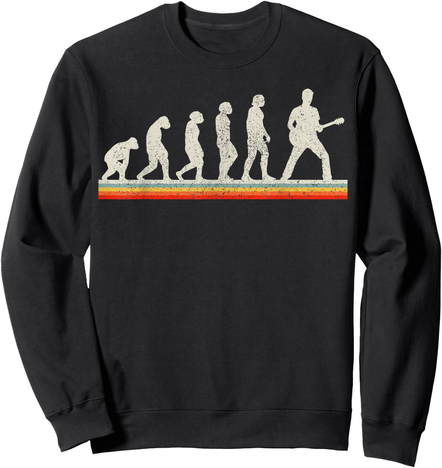 Guitar Player Evolution Vintage Retro Funny Guitar Gift Sweatshirt - Sweatshirt | Black