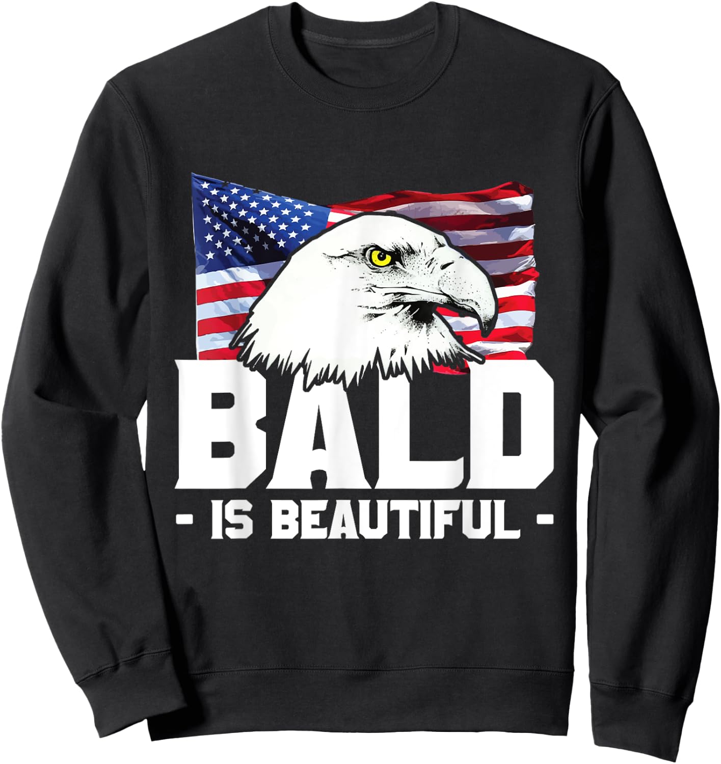 Bald Is Beautiful Patriotic American Eagle Gift Kids Men Sweatshirt - Sweatshirt | Black