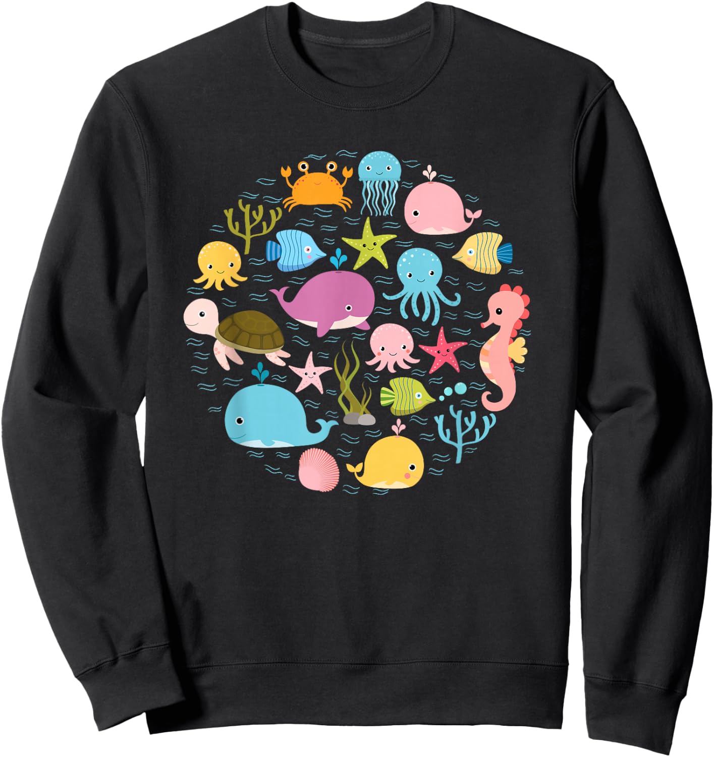 Sea Animal - Cute Ocean Shirt With Fish For Summer Sweatshirt - Sweatshirt | Black