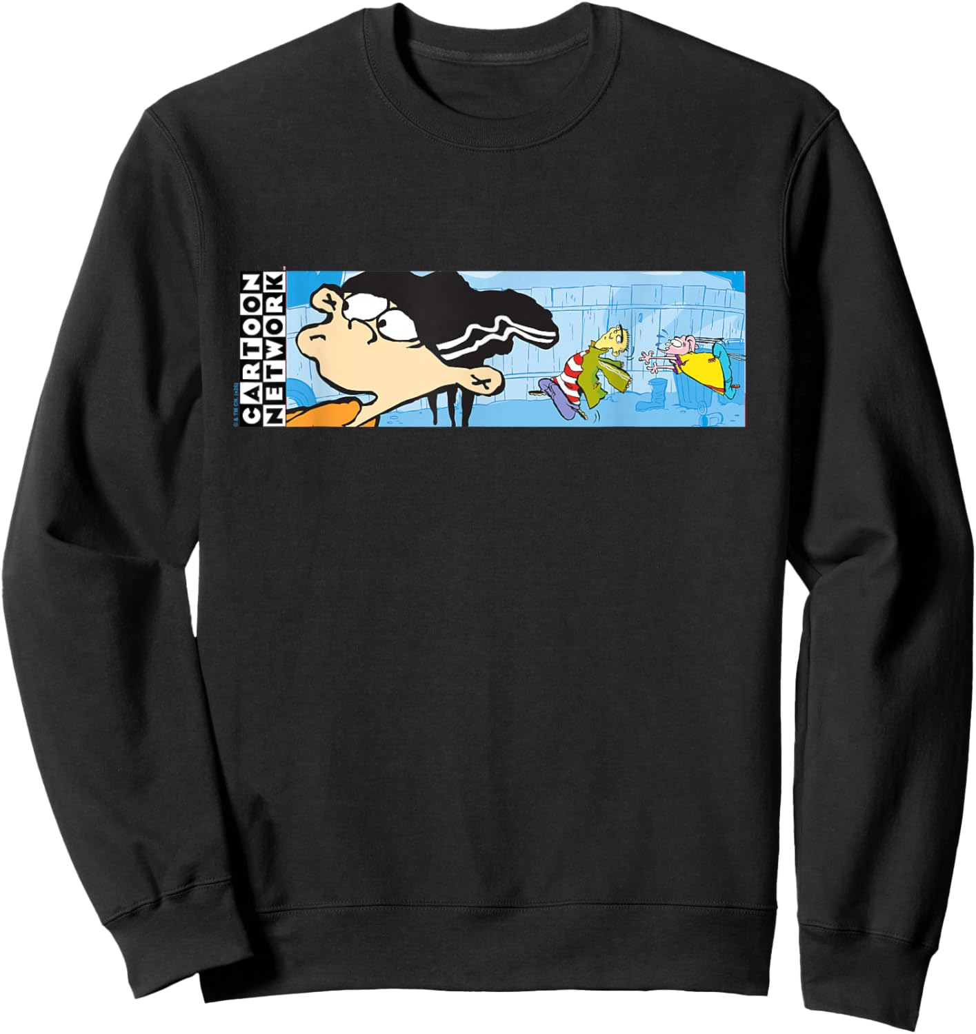 Ed EDD N Eddy Panoramic Scene Y2K Funny Cartoon Network Sweatshirt - Sweatshirt | Black
