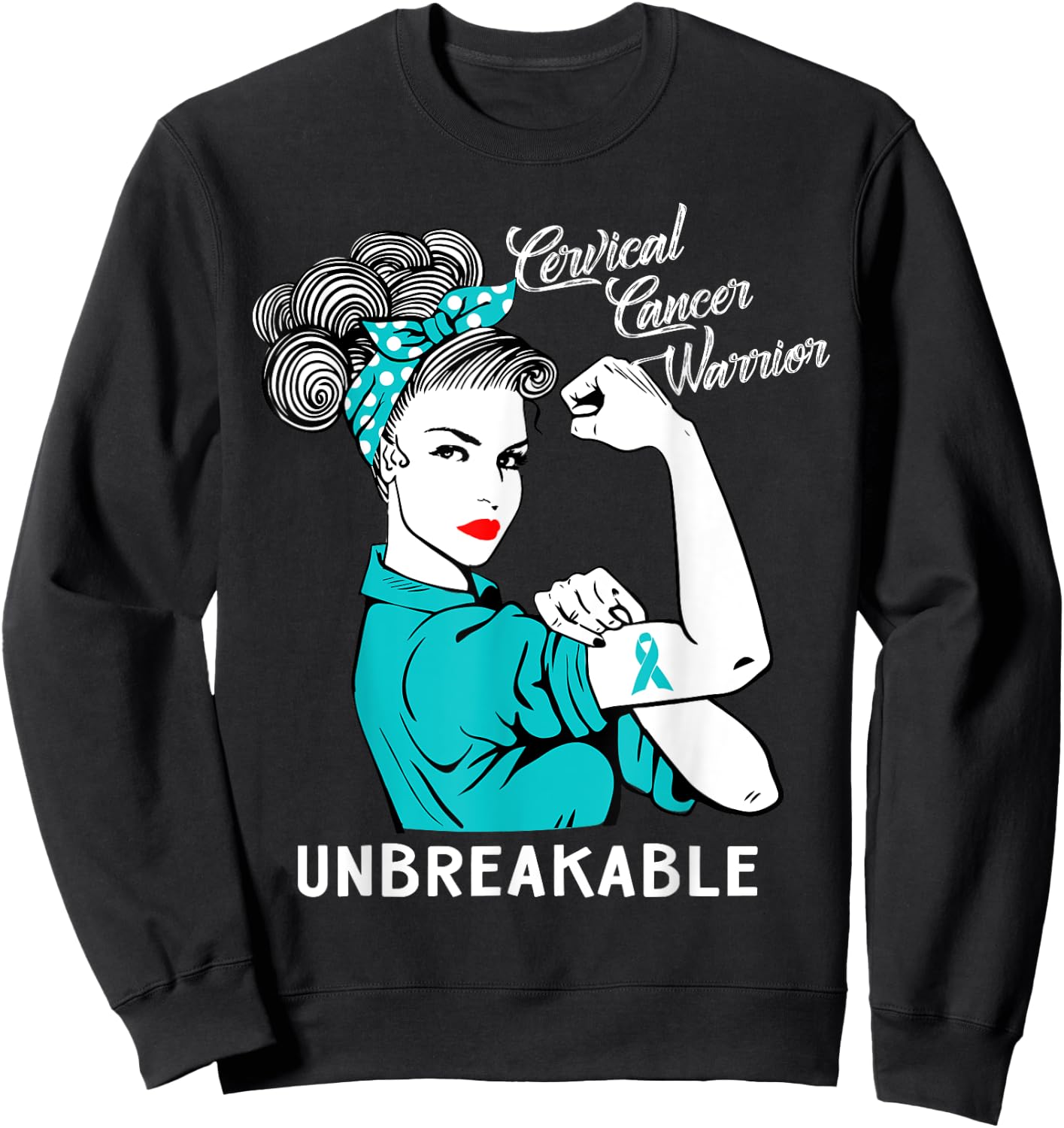 Cervical Cancer Warrior Unbreakable Awareness Gift Sweatshirt - Sweatshirt | Black