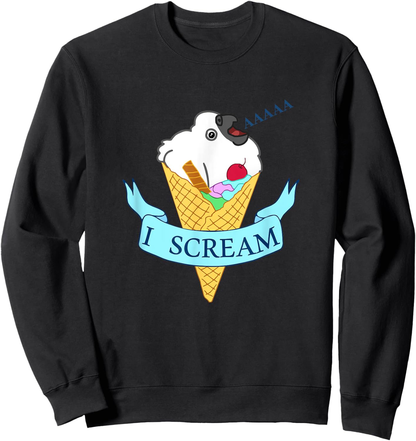 I scream Ice cream Cute Baby Parrot Funny Bird Pet Cockatoo Sweatshirt - Sweatshirt | Black
