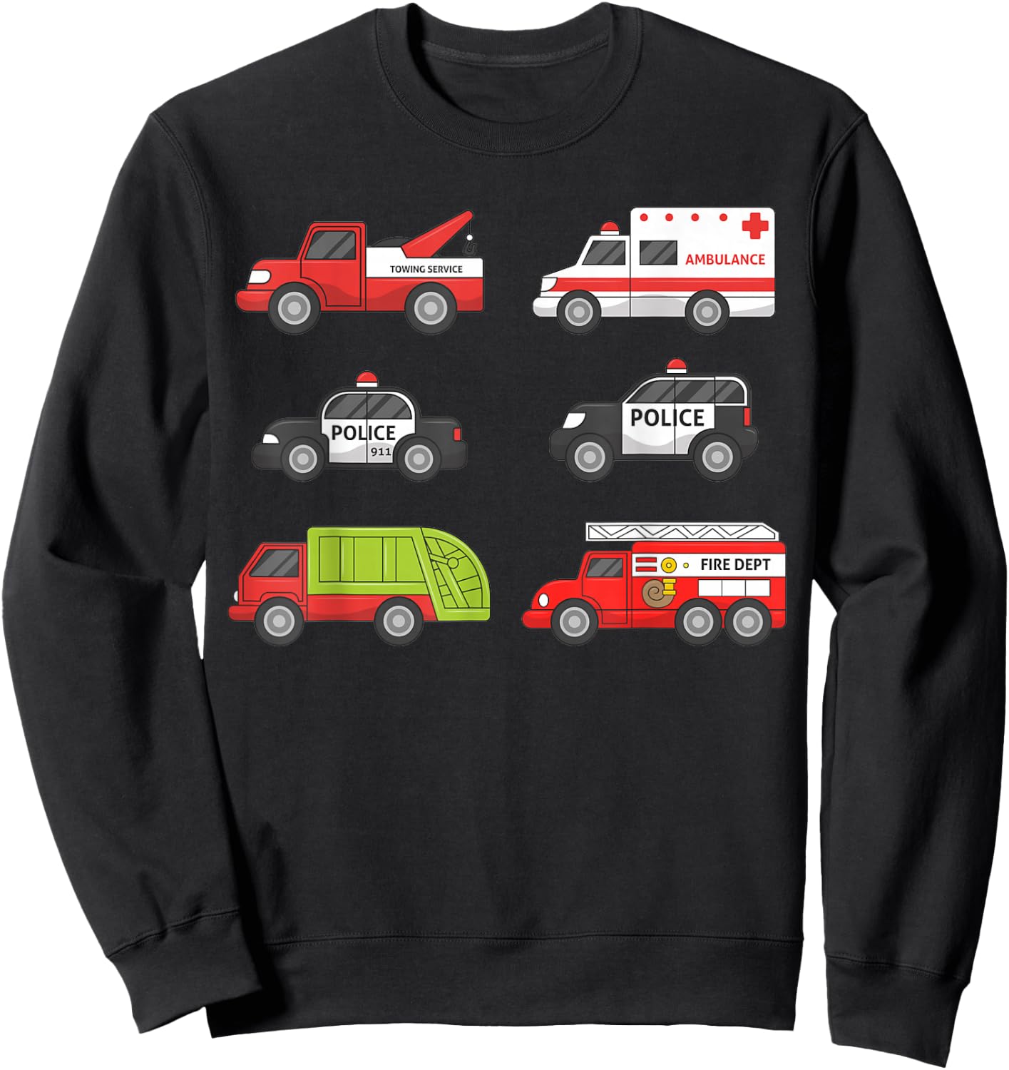 Emergency Vehicles Fire Truck Police Car Ambulance Shirt Sweatshirt - Sweatshirt | Black