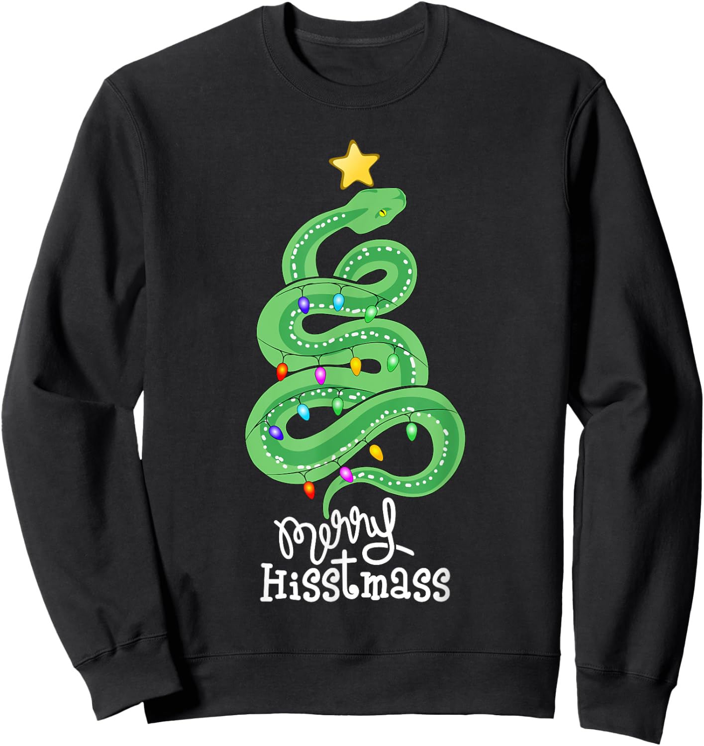 Funny Merry Hisstmass Python Snake Merry Christmas Tree Sweatshirt - Sweatshirt | Black