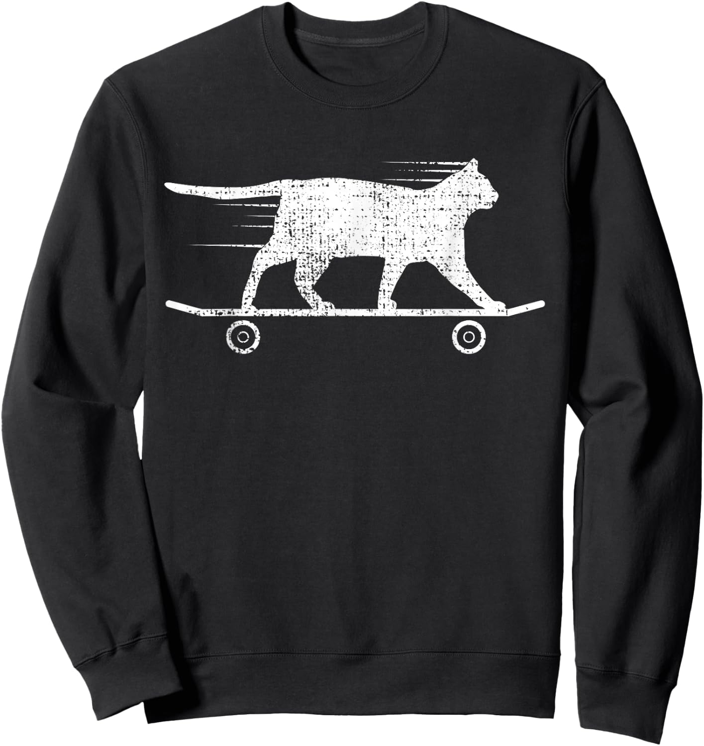 Skateboard Cat Kitten Gift Owner Lover Sweatshirt - Sweatshirt | Black