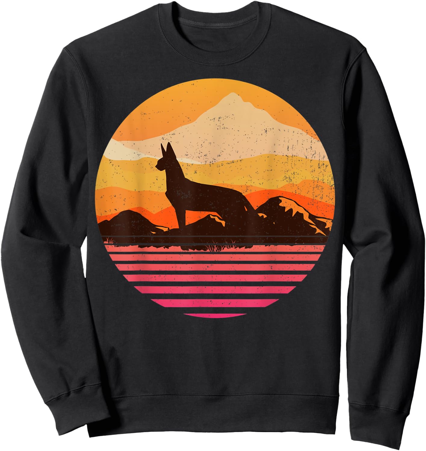 AFRICAN SERVAL Sun Mountain Vintage Retro Sweatshirt - Sweatshirt | Black