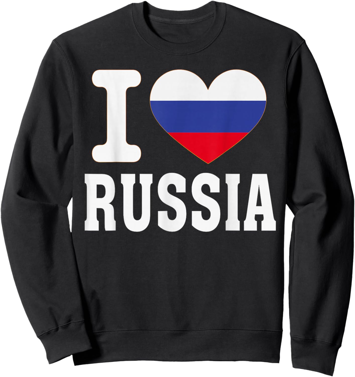 I Love Russia Heart Souvenir Lovers Pride Travel Sweatshirt - Sweatshirt | Black