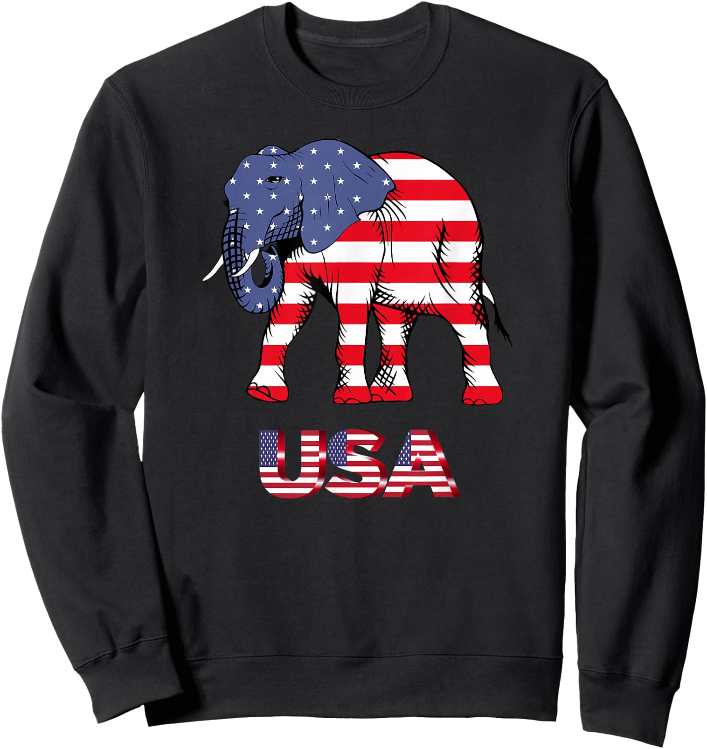American Elephant Patriotic USA Republican GOP Women Kids Men Sweatshirt - Sweatshirt | Black