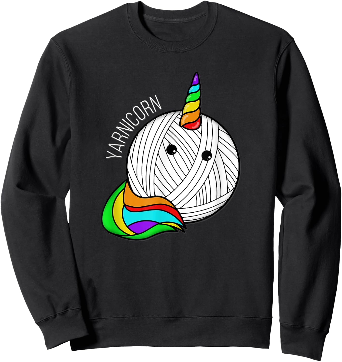 Funny Yarn Art Unicorn - Yarn Horn Crochet Pictures Sweatshirt - Sweatshirt | Black
