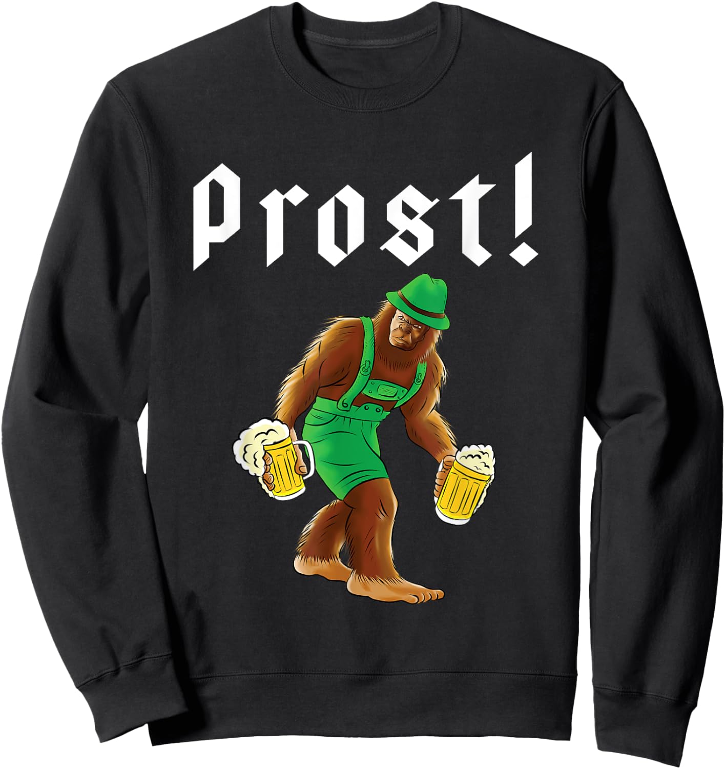 Bigfoot in Lederhosen Costume Oktoberfest Party Beer Drinking Sweatshirt - Sweatshirt | Black
