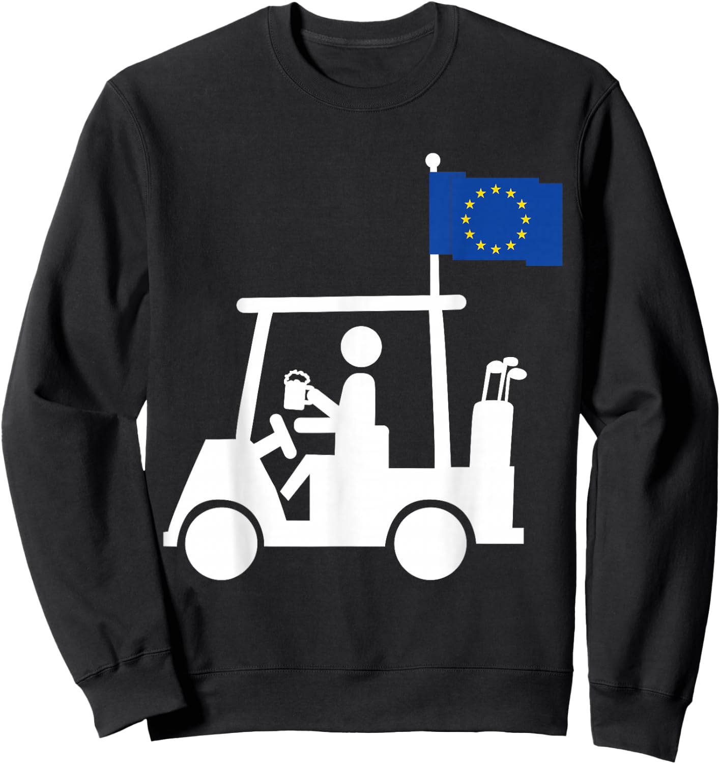 Patriotic Golf Wear EU Golf Cart European Flag Sweatshirt - Sweatshirt | Black