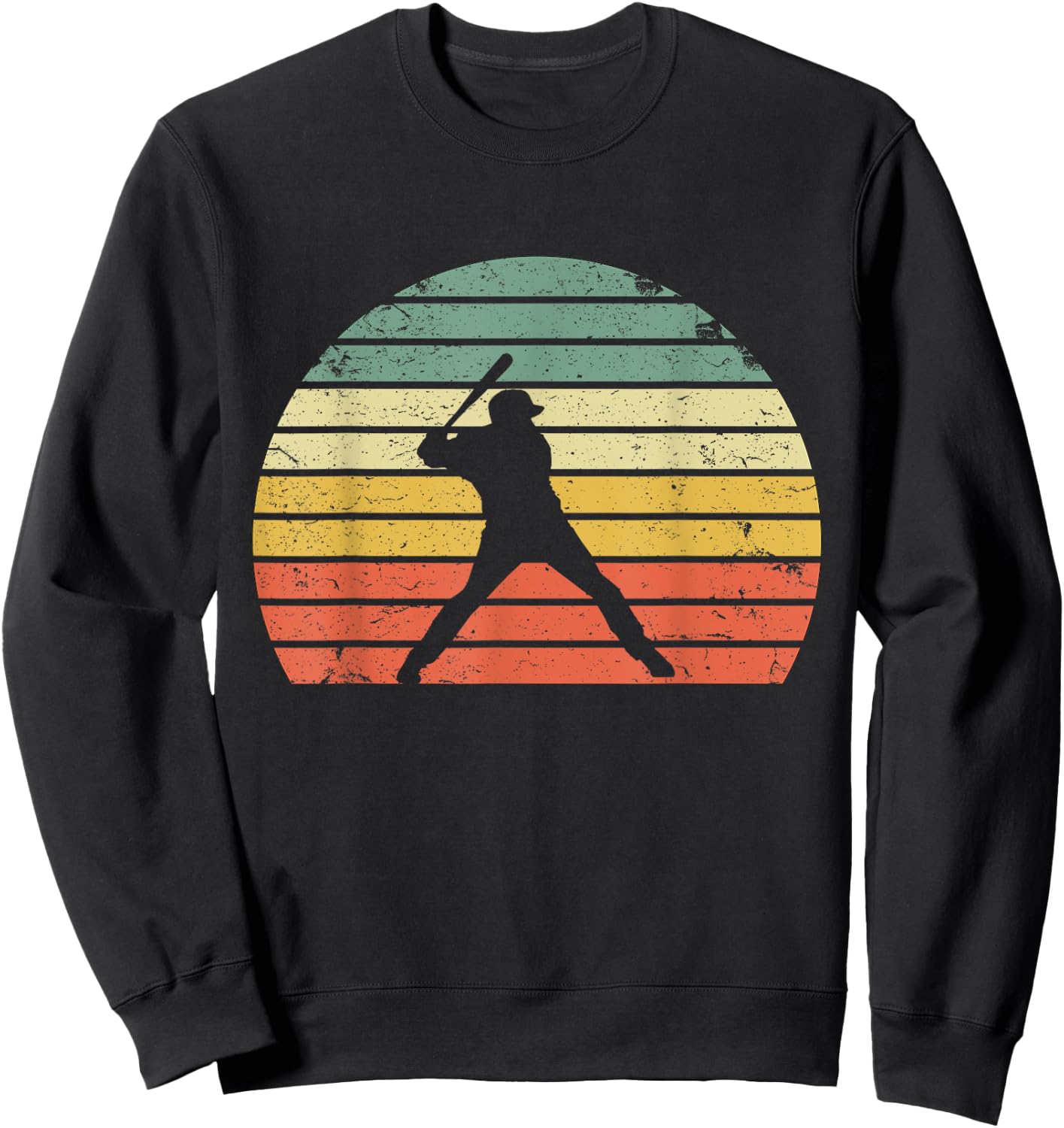 Vintage Baseball Shirt Batter Swinging Retro Sunset Sweatshirt - Sweatshirt | Black
