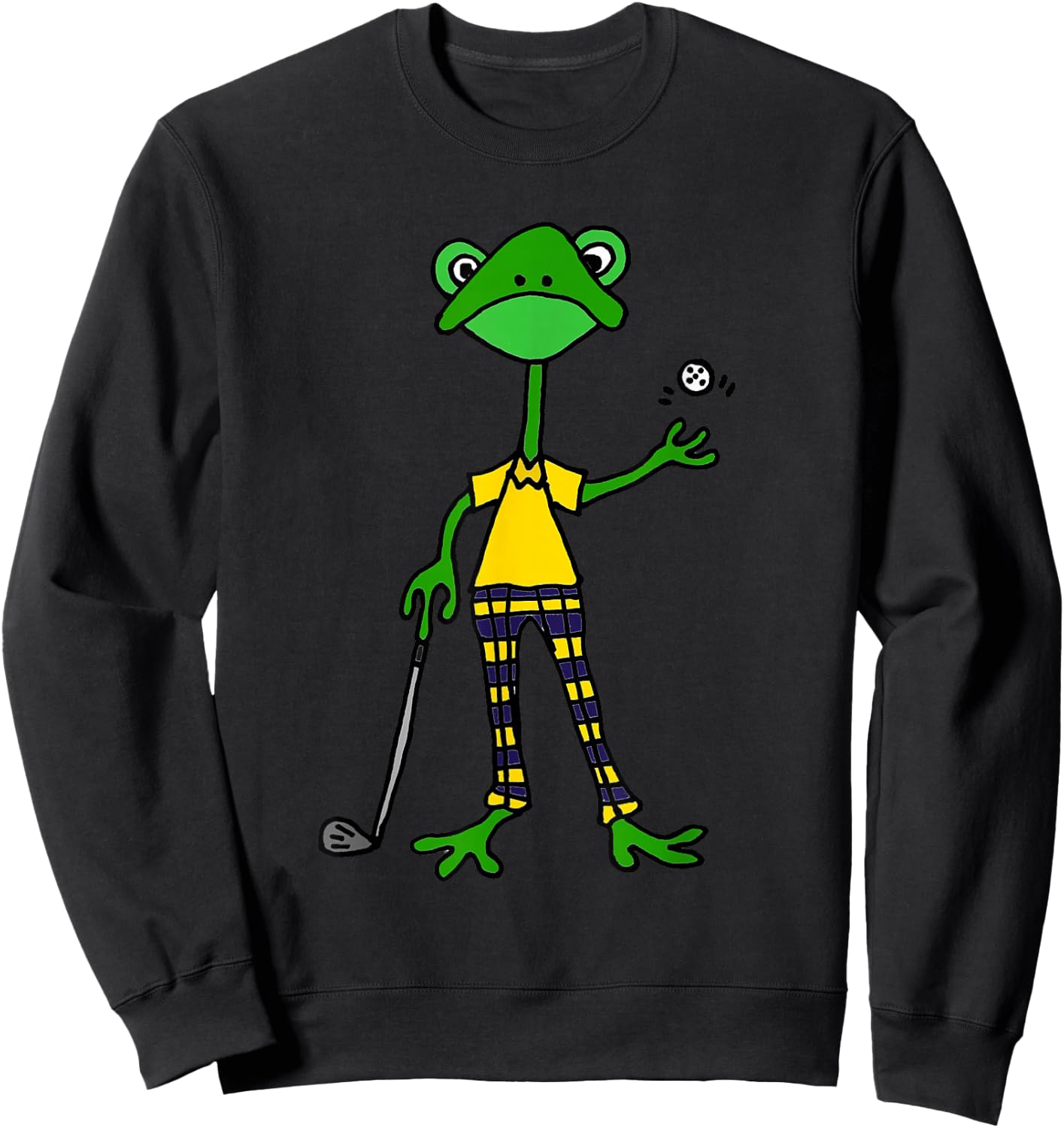 Smiletodaytees Funny Frog Golfing Sweatshirt - Sweatshirt | Black