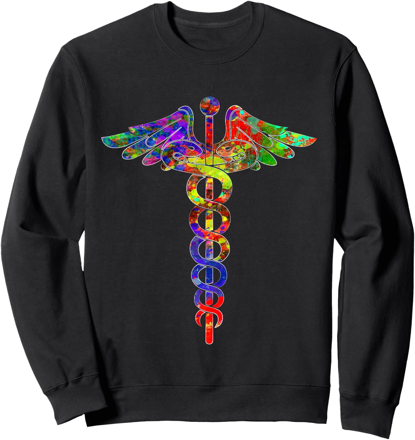 Vintage Nurse Doctor Caduceus Novelty Sweatshirt - Sweatshirt | Black