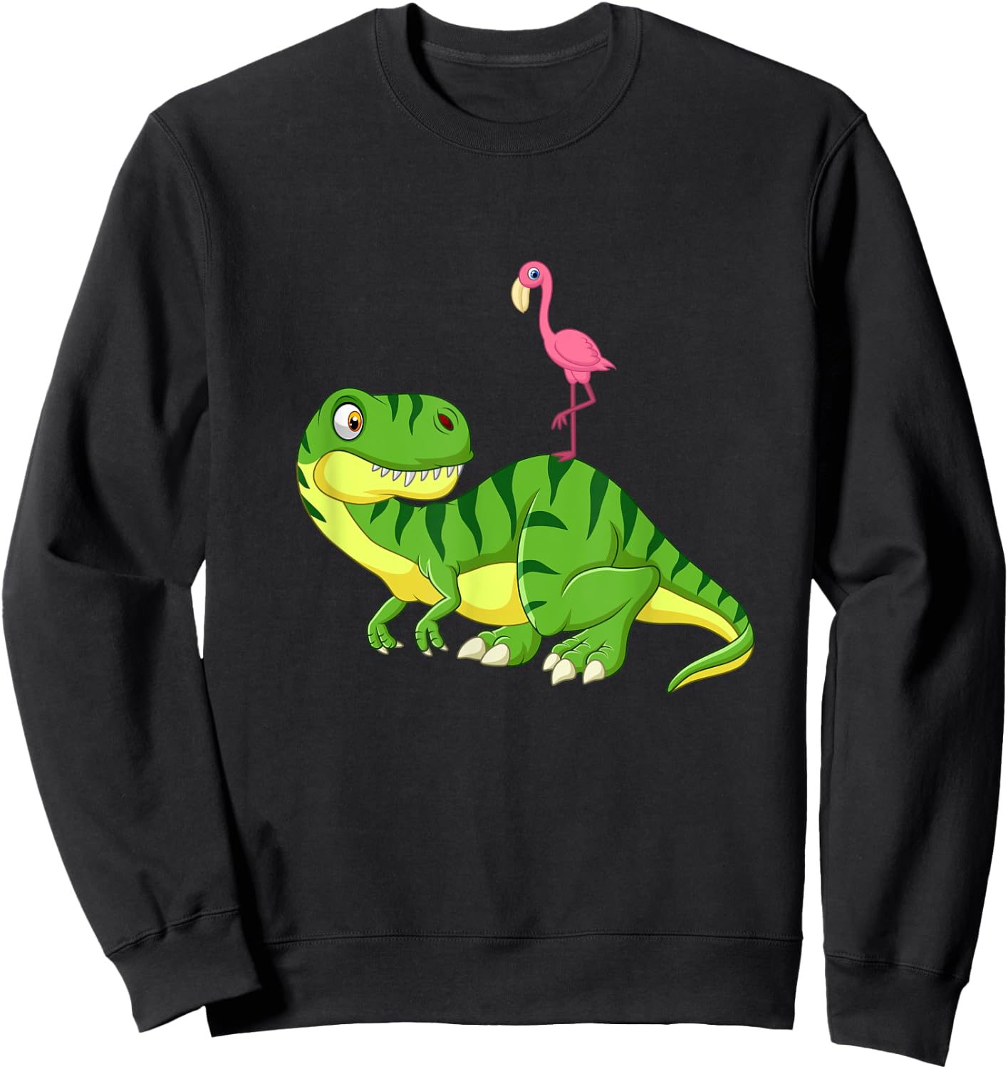 Flamingo T-Rex Dinosaur Sweatshirt - Sweatshirt | Black