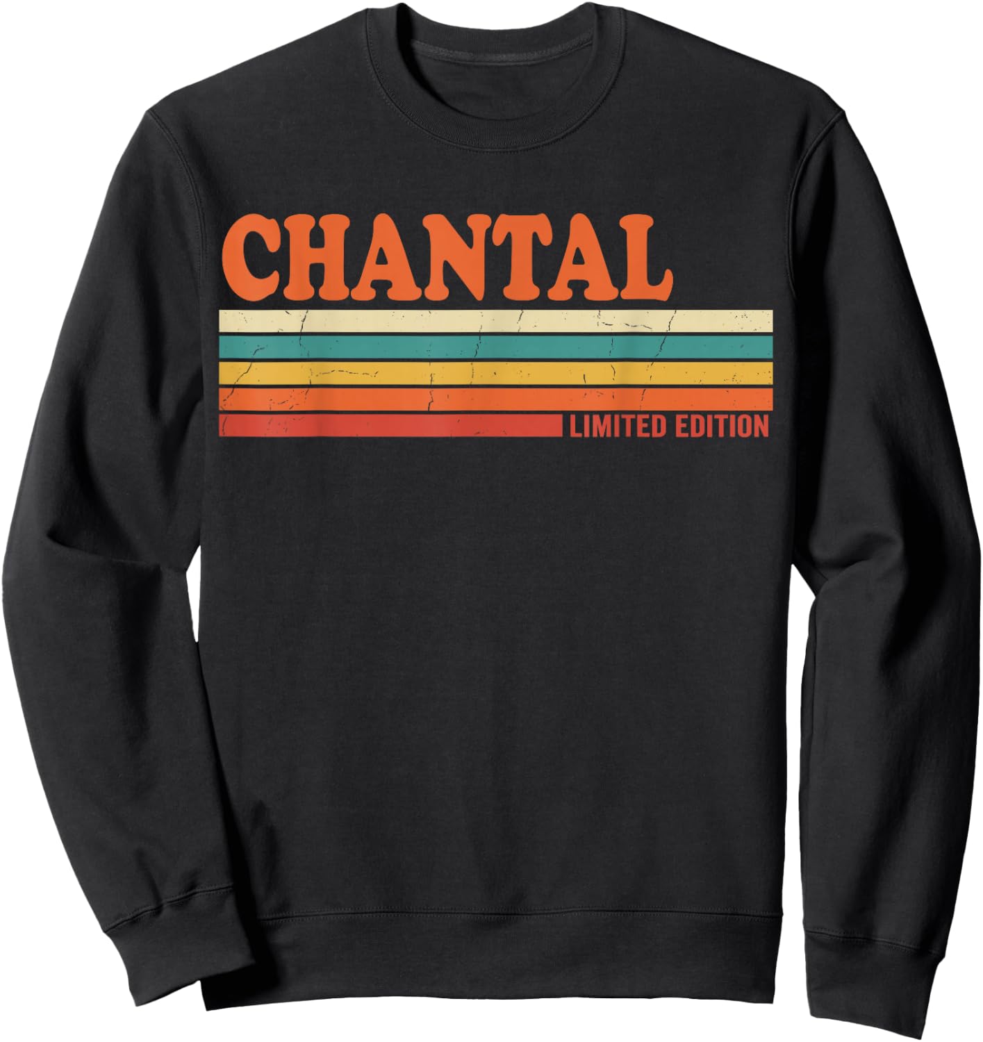 Chantal Retro Personalized First Name Vintage Stripes Sweatshirt - Sweatshirt | Black