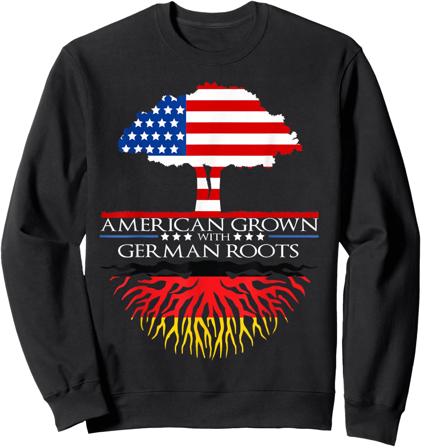 German Roots American Grown Tree Flag USA Germany Sweatshirt - Sweatshirt | Black