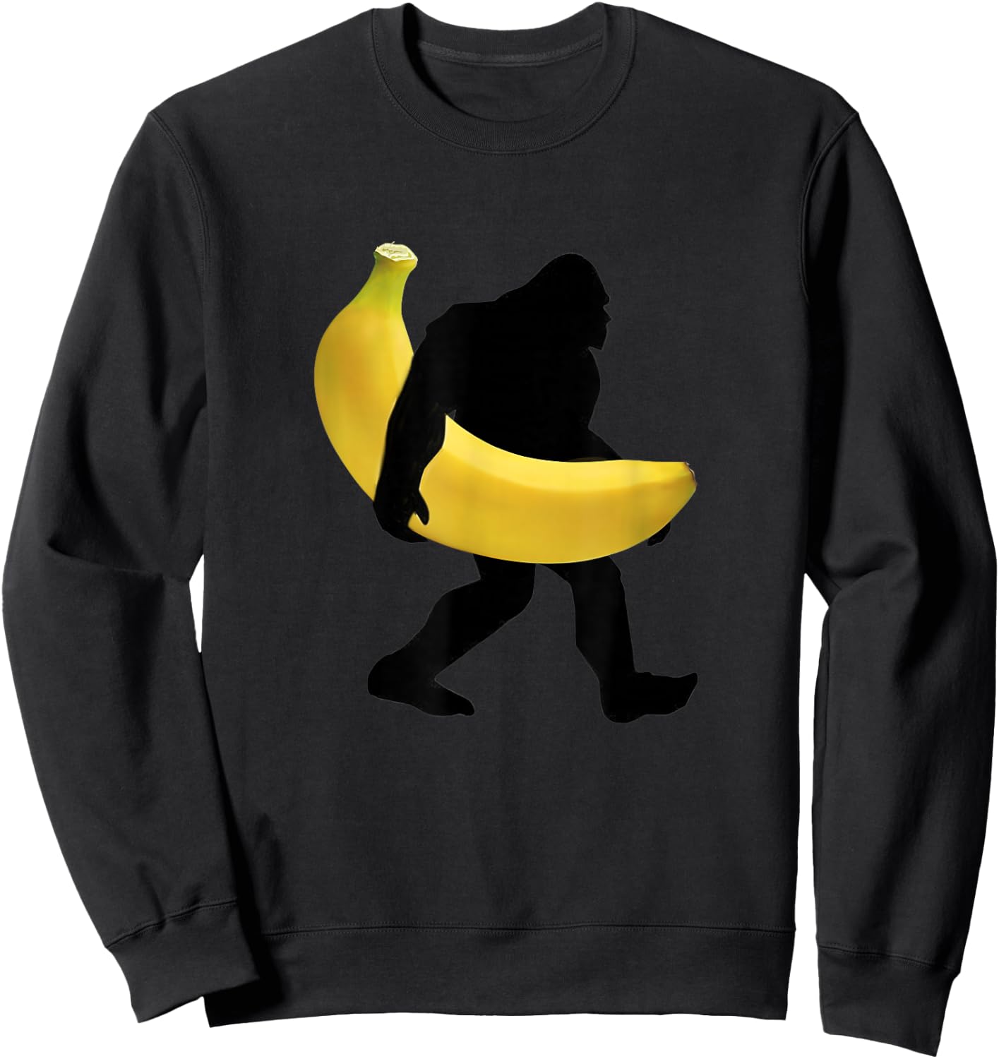 Bigfoot Carrying Banana Fruit Shirt Vegan SasQuatch Gorilla Sweatshirt - Sweatshirt | Black