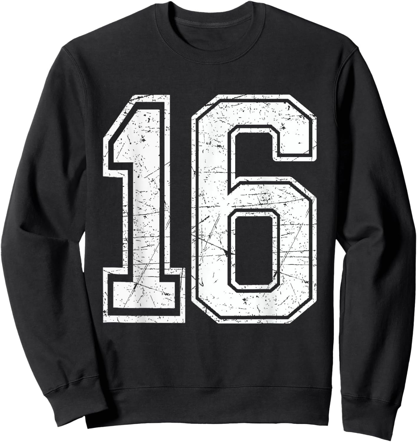 Number 16 Birthday Varsity Sports Team Jersey Sweatshirt - Sweatshirt | Black