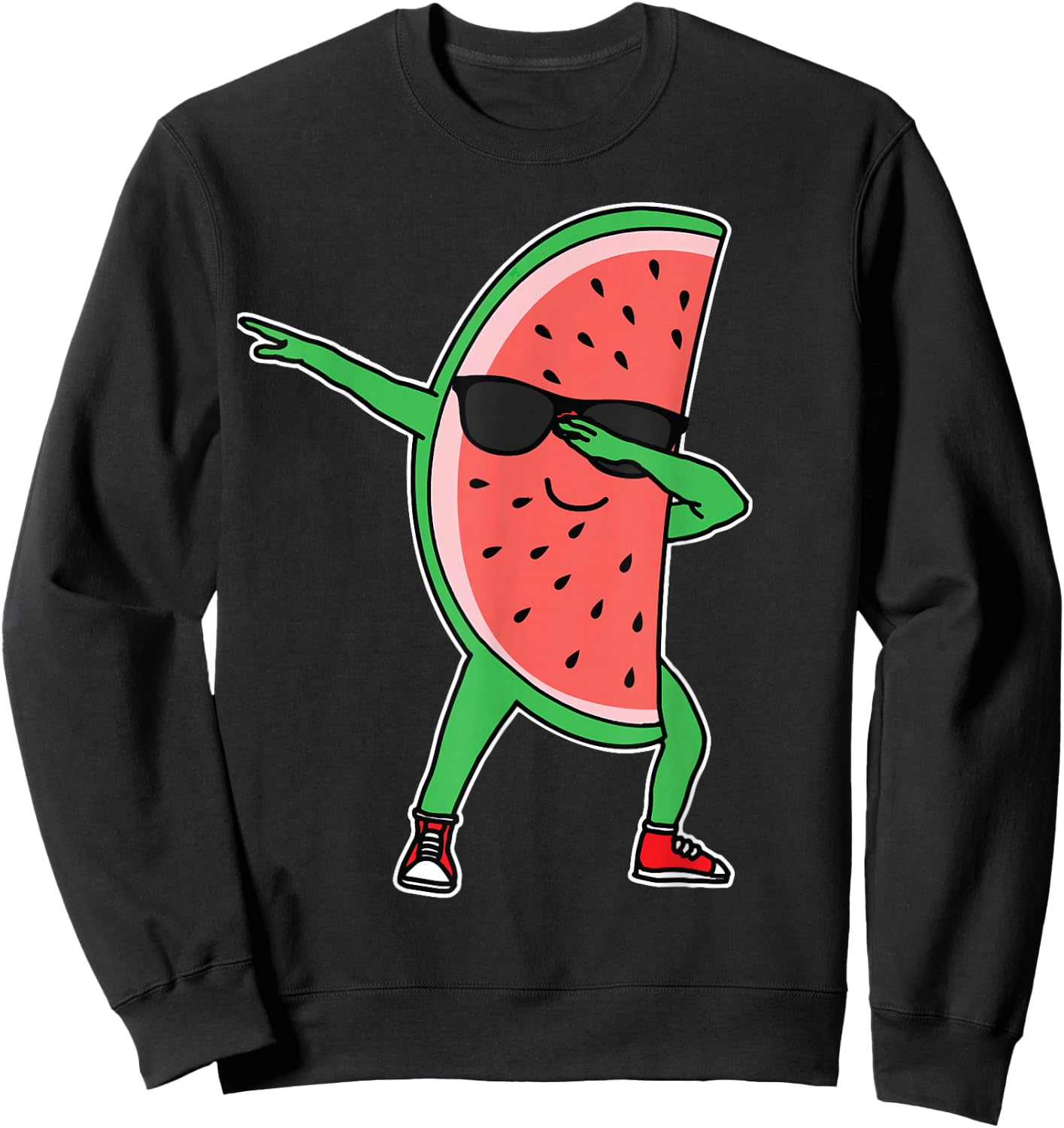 Watermelon Kawaii Dabbing Watermelon Sweatshirt - Sweatshirt | Black