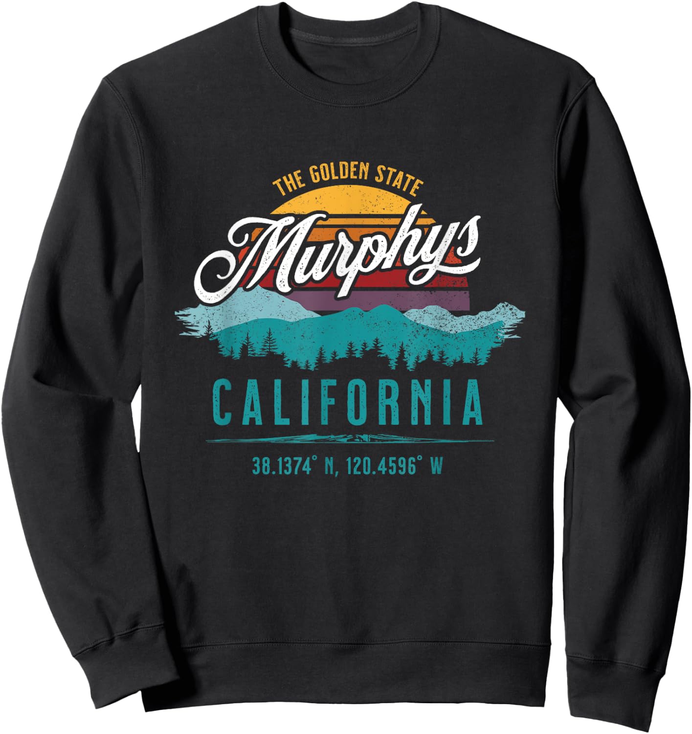 Retro Murphys California Mountains Sun Grunge Art Souvenir Sweatshirt - Sweatshirt | Black