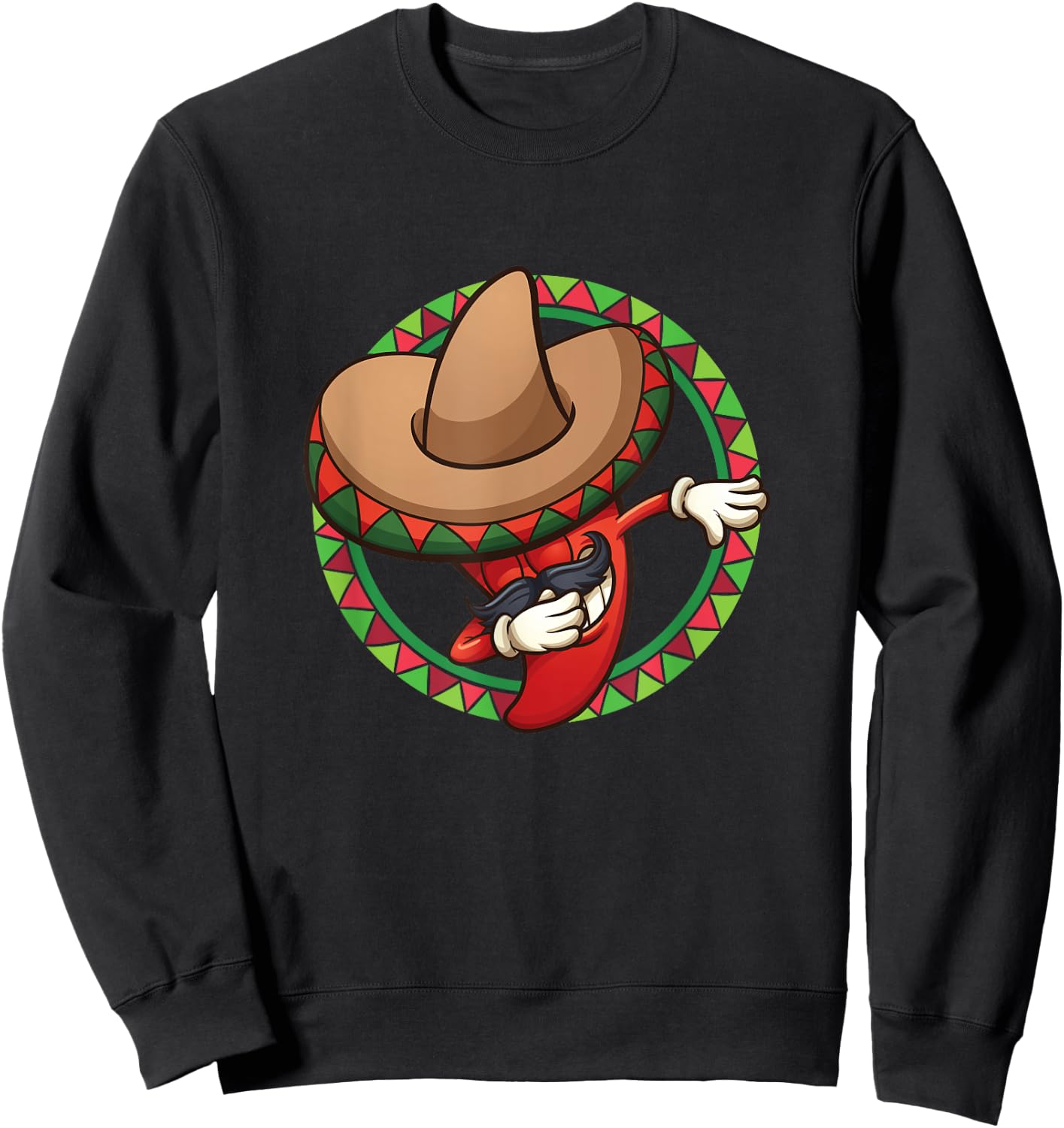 Funny Chili Pepper Dabbing Cinco De Mayo Sweatshirt - Sweatshirt | Black