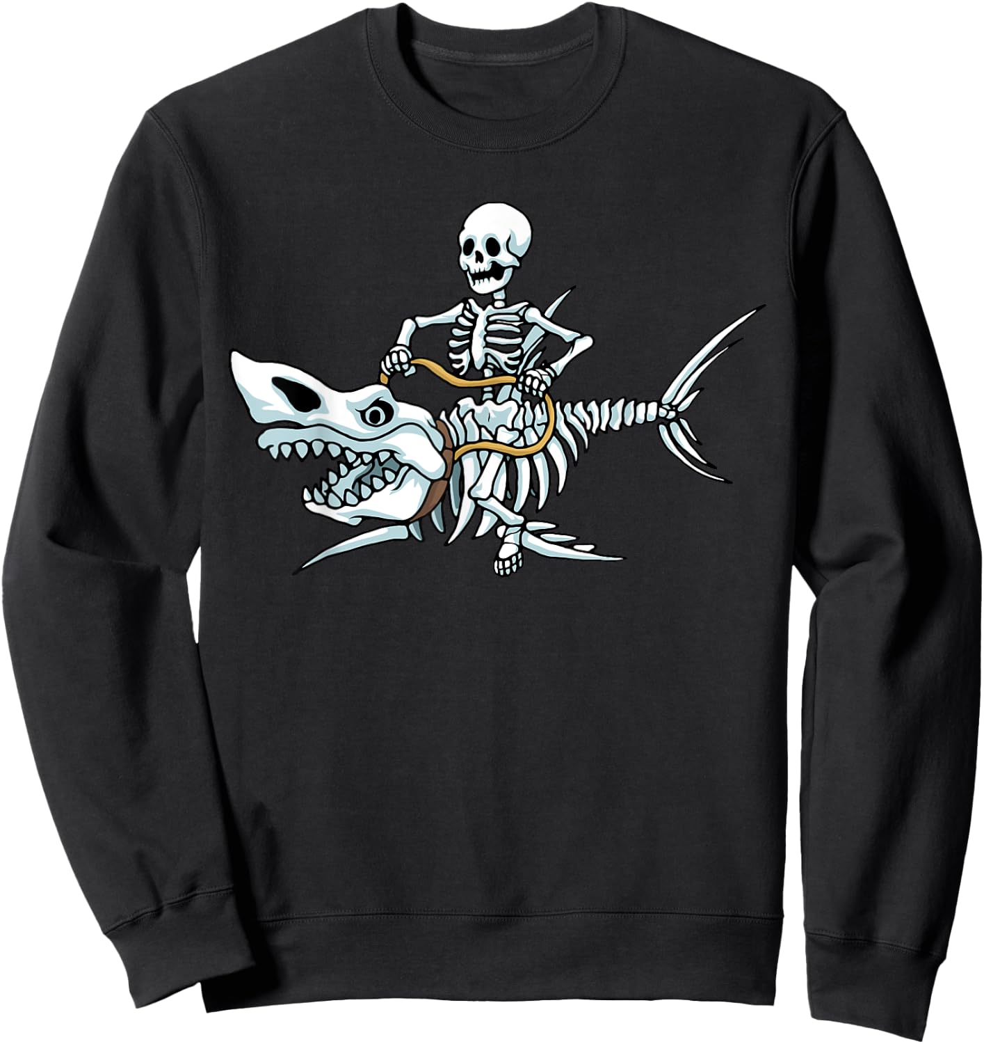 Halloween shark skeleton funny Halloween Sweatshirt - Sweatshirt | Black