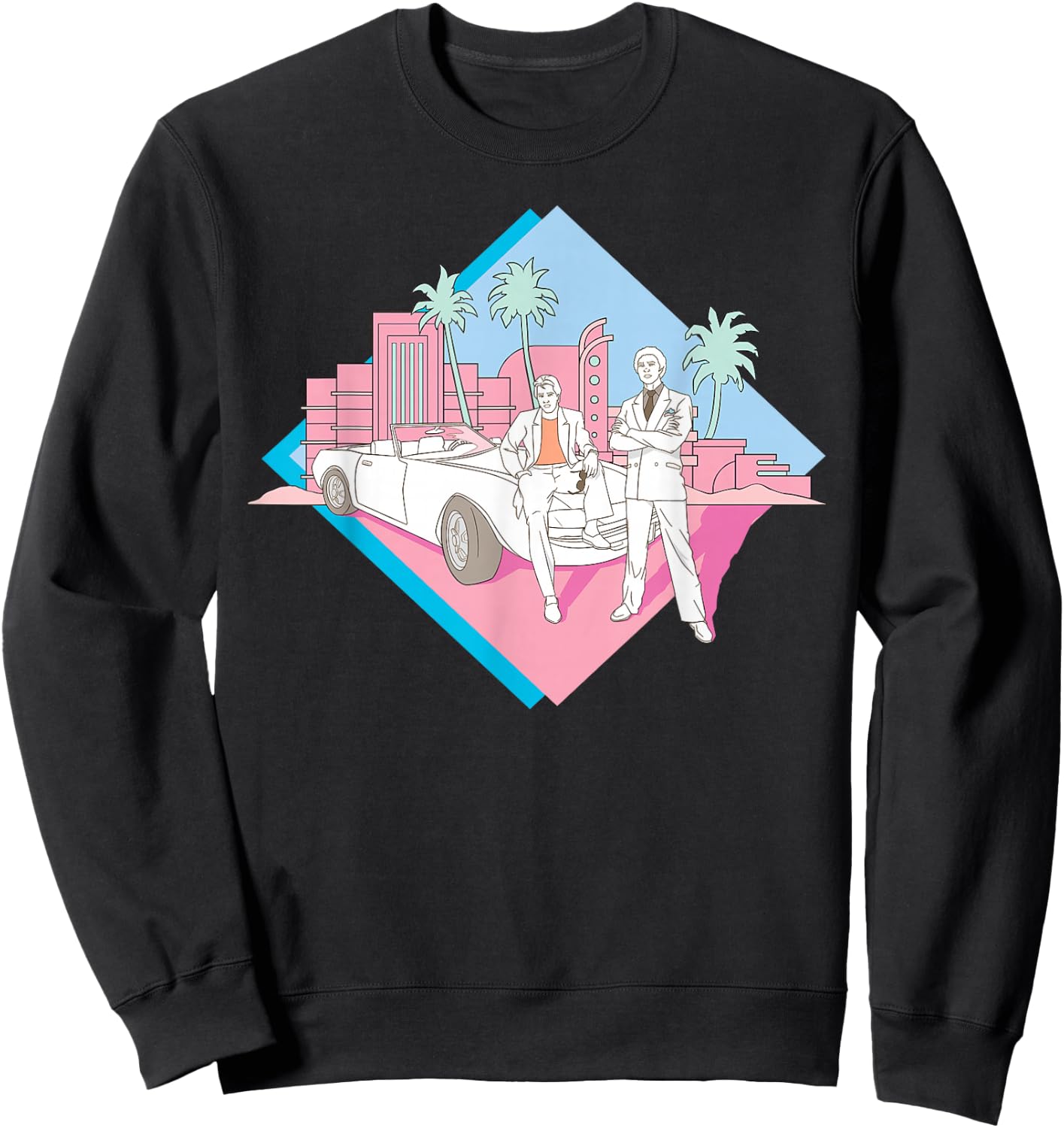 Miami Vice Corckett and Tubbs Posing Sweatshirt - Sweatshirt | Black