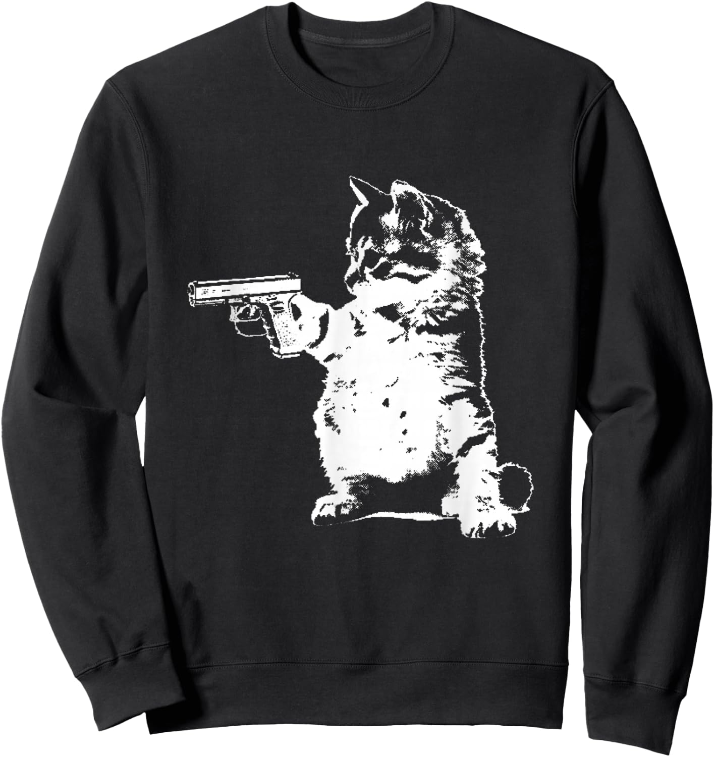 Gun kitty funny cat Sweatshirt - Sweatshirt | Black