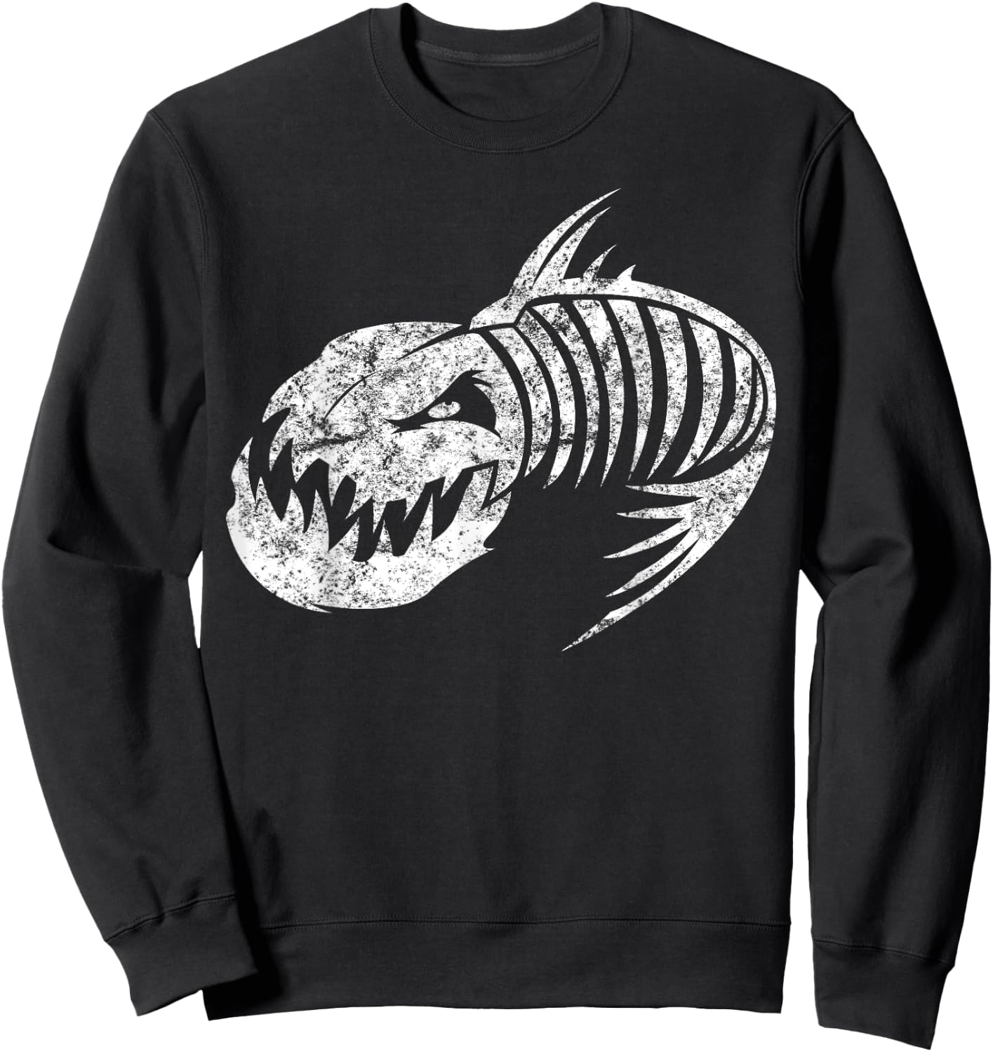 Badass Gifts Fish Bone Skeleton Vintage Sweatshirt - Sweatshirt | Black