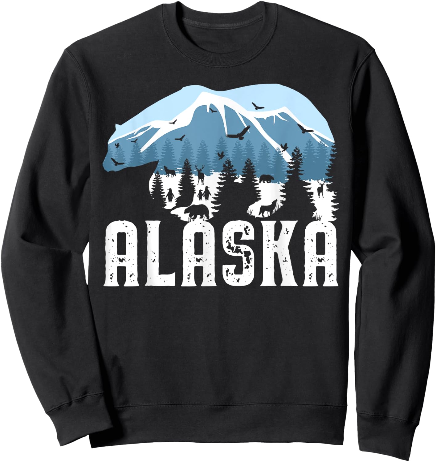 Alaska T Shirt Polar Bear Wild Animal Snow Mountain & Nature Sweatshirt - Sweatshirt | Black