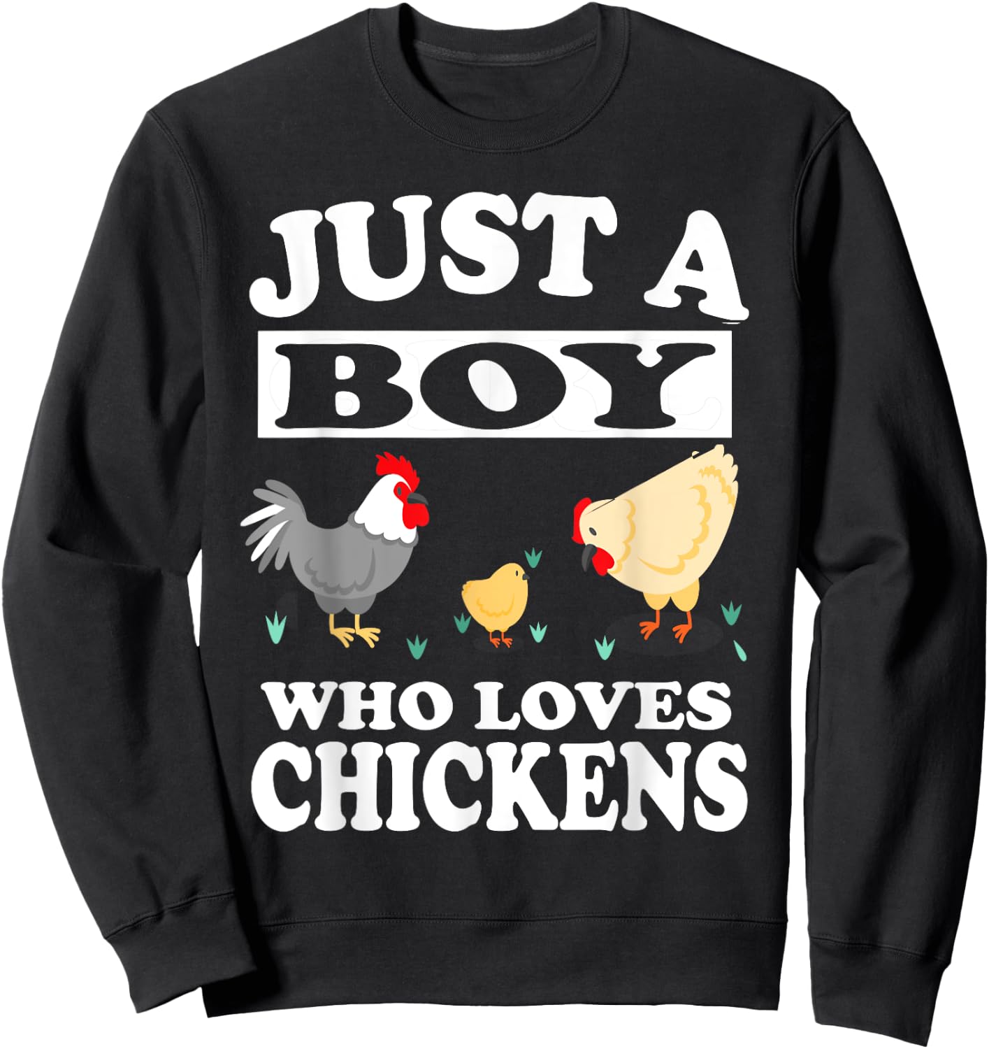 Just A Boy Who Loves Chickens Farm Chicken Gift Sweatshirt - Sweatshirt | Black