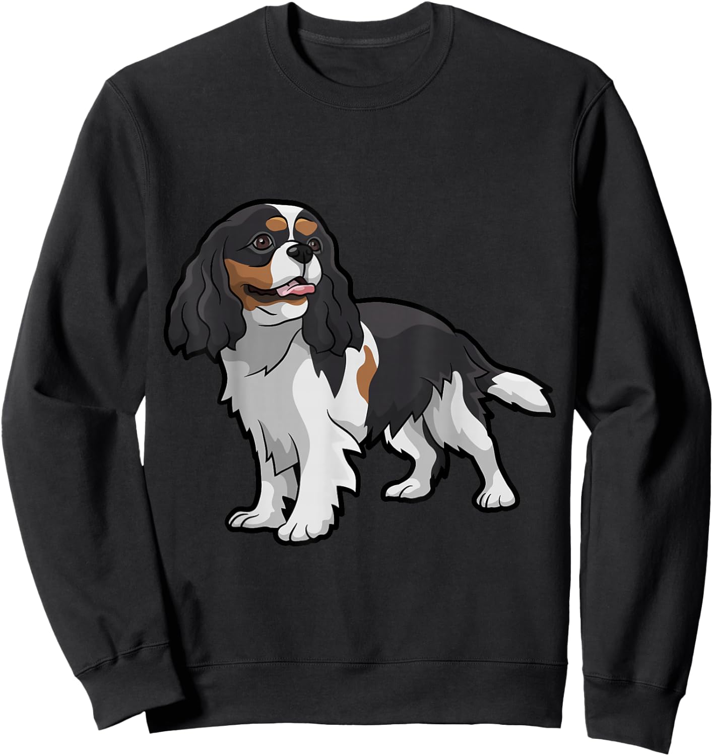 Cute Tri-Color Cavalier King Charles Spaniel Sweatshirt - Sweatshirt | Black