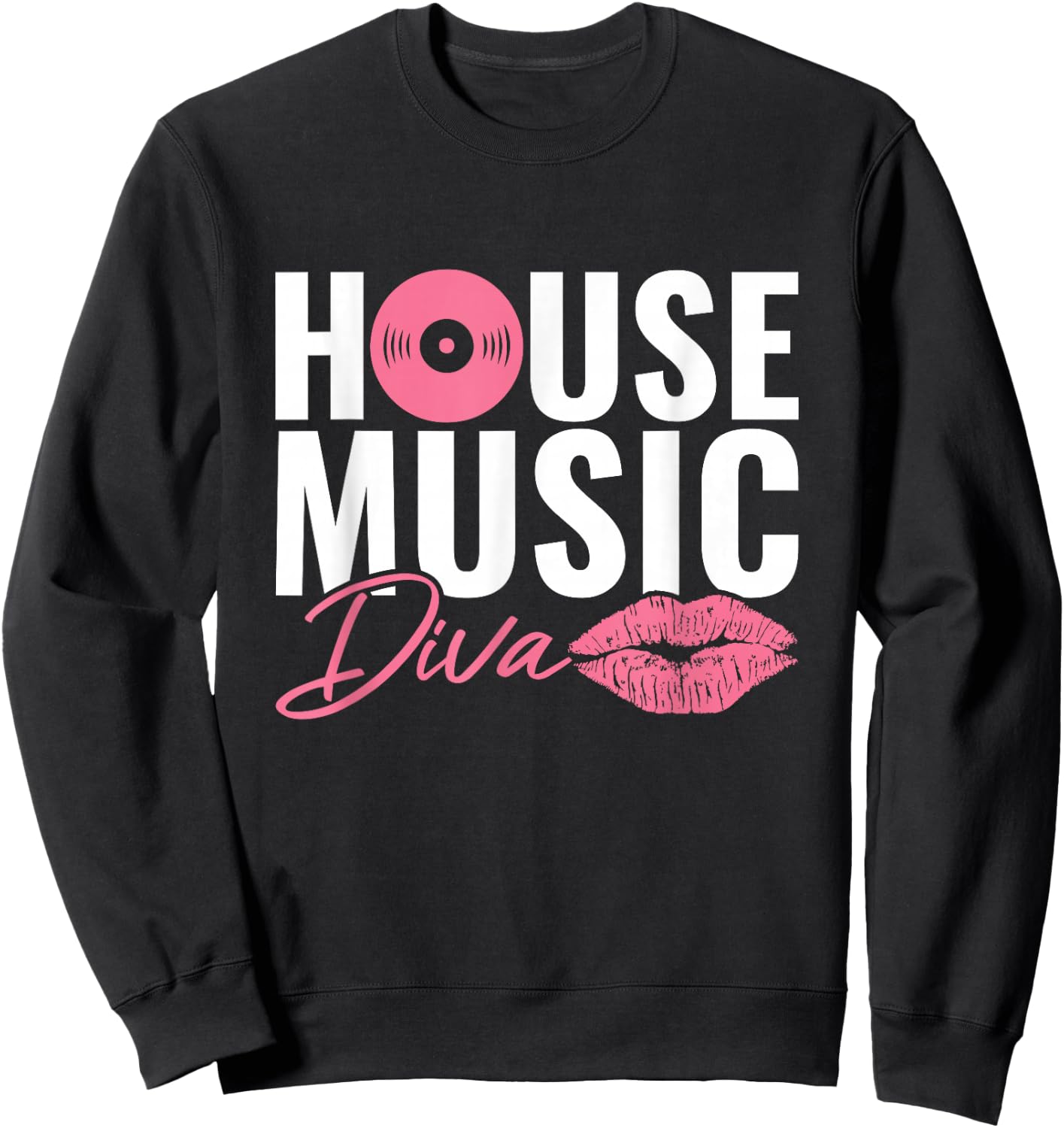 House Music Lovers EDM Electronic Music Apparel -Adults Black Small U-Neck Short Sleeve Sweatshirt - Sweatshirt | Black