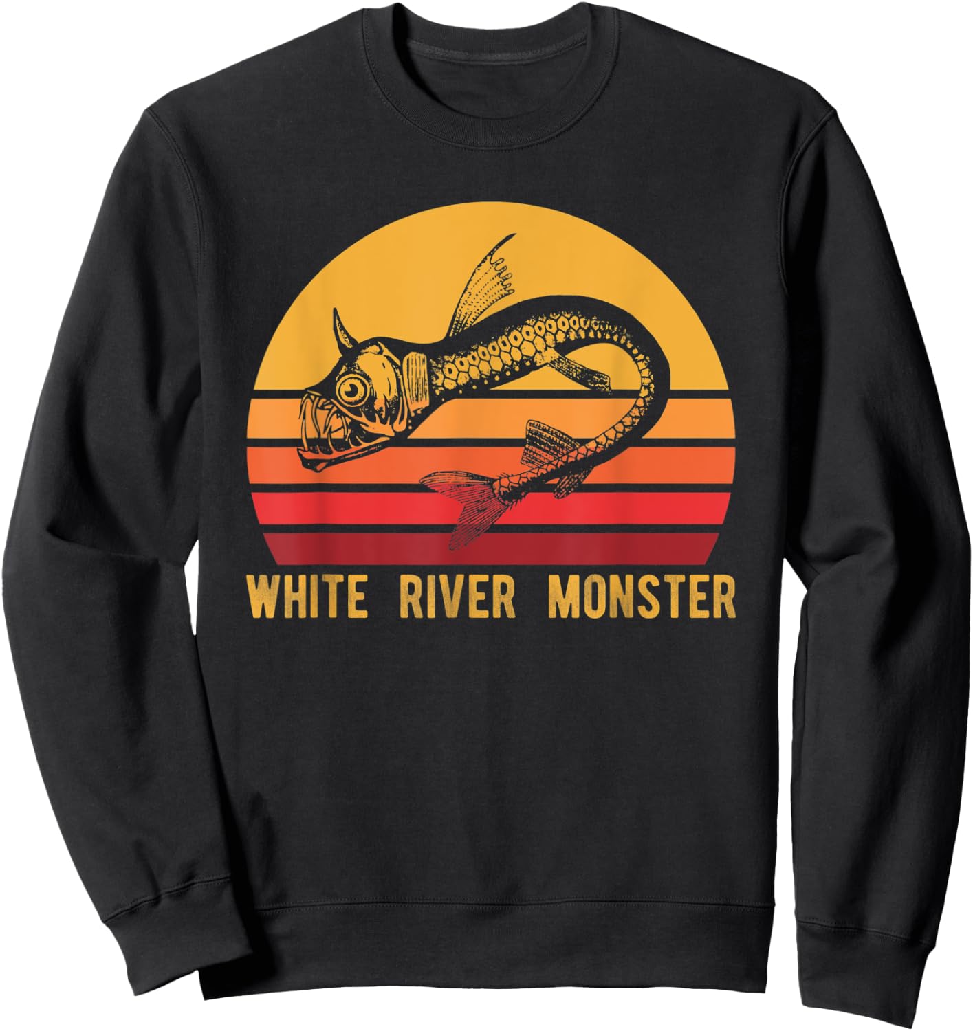 White River Monster Arkansas Cryptid Horned Fish Sweatshirt - Sweatshirt | Black