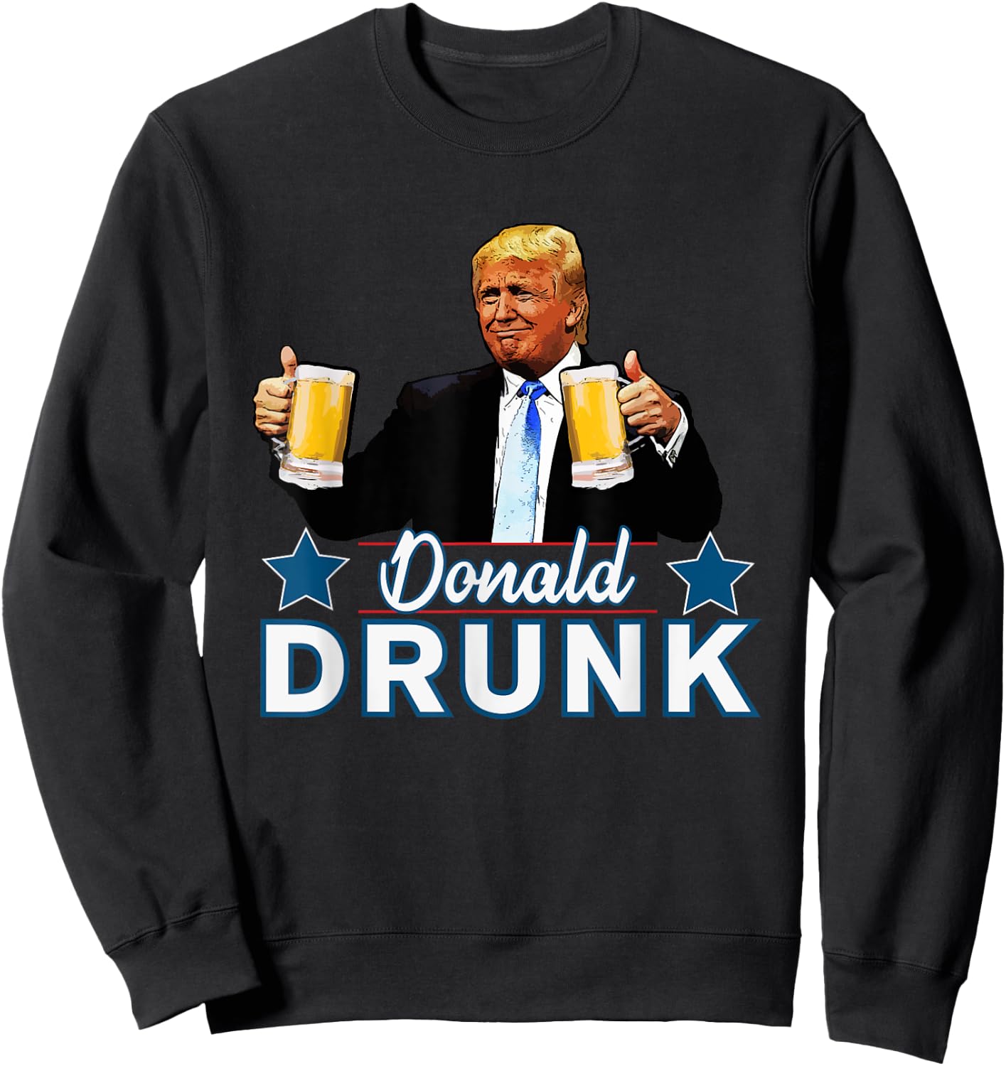 Drinking Presidents Trump 4th of July Funny Donald Drunk Women Men Sweatshirt - Sweatshirt | Black