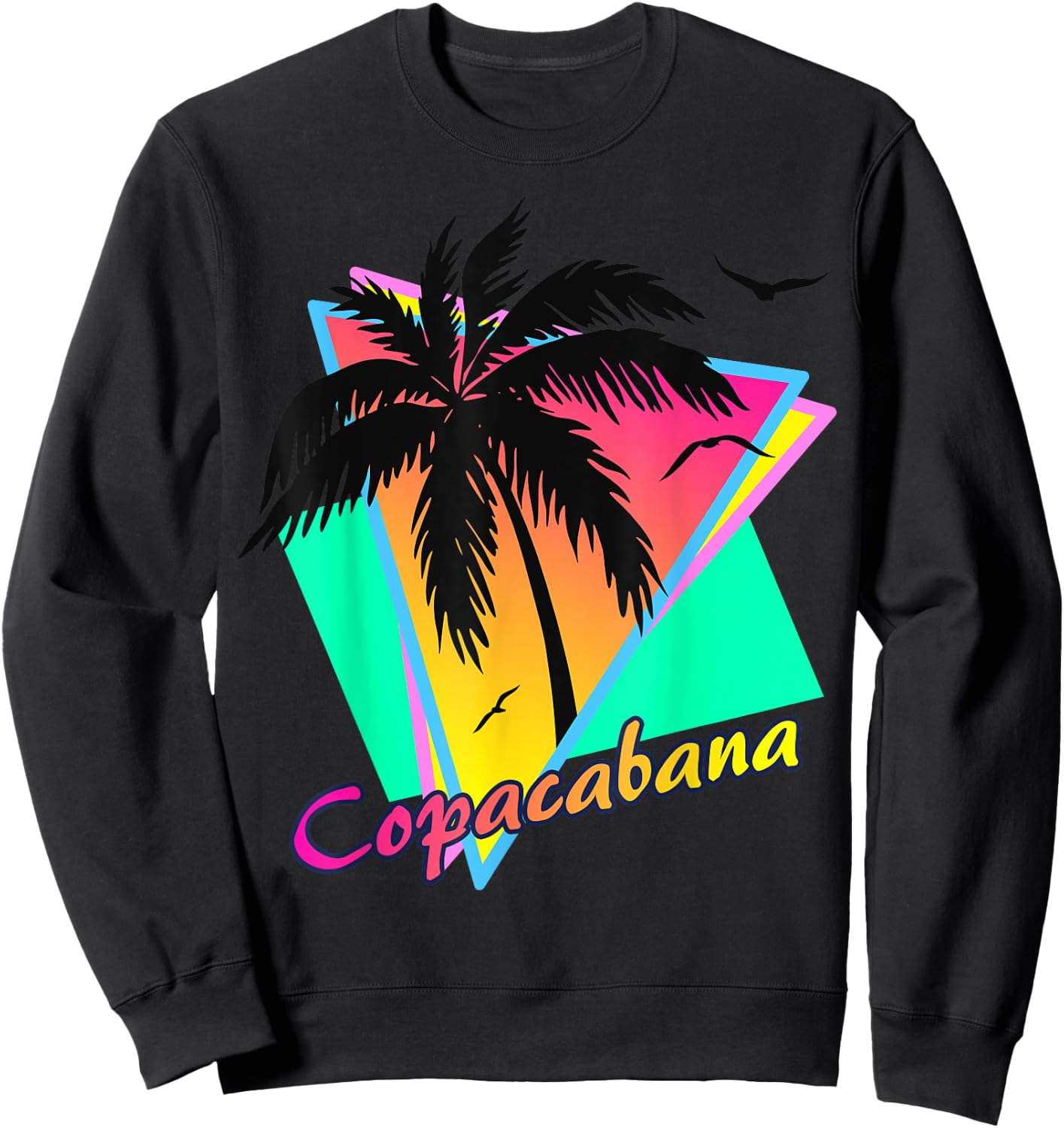Copacabana Tropical Summer Beach Palm Tree Sunset Sweatshirt - Sweatshirt | Black