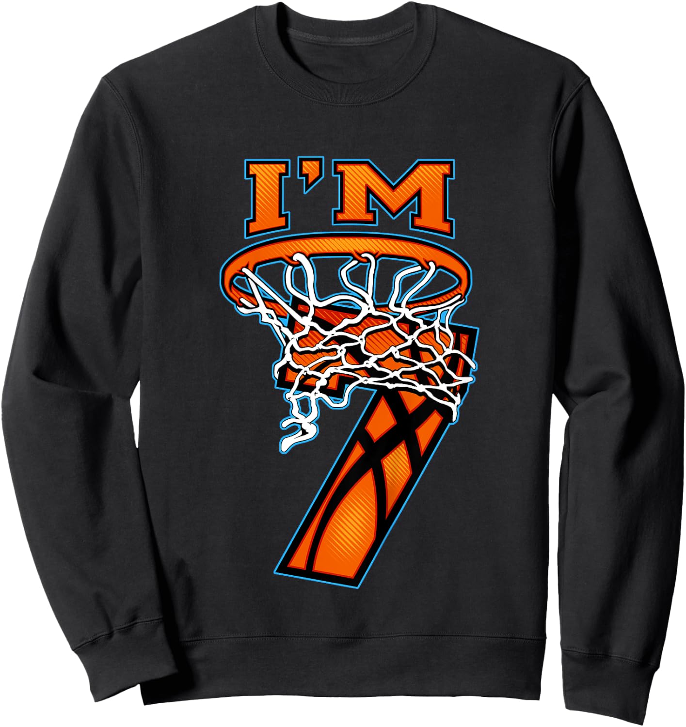 Basketball I'm 7 Boy Girl 7th Birthday Gift Sweatshirt - Sweatshirt | Black