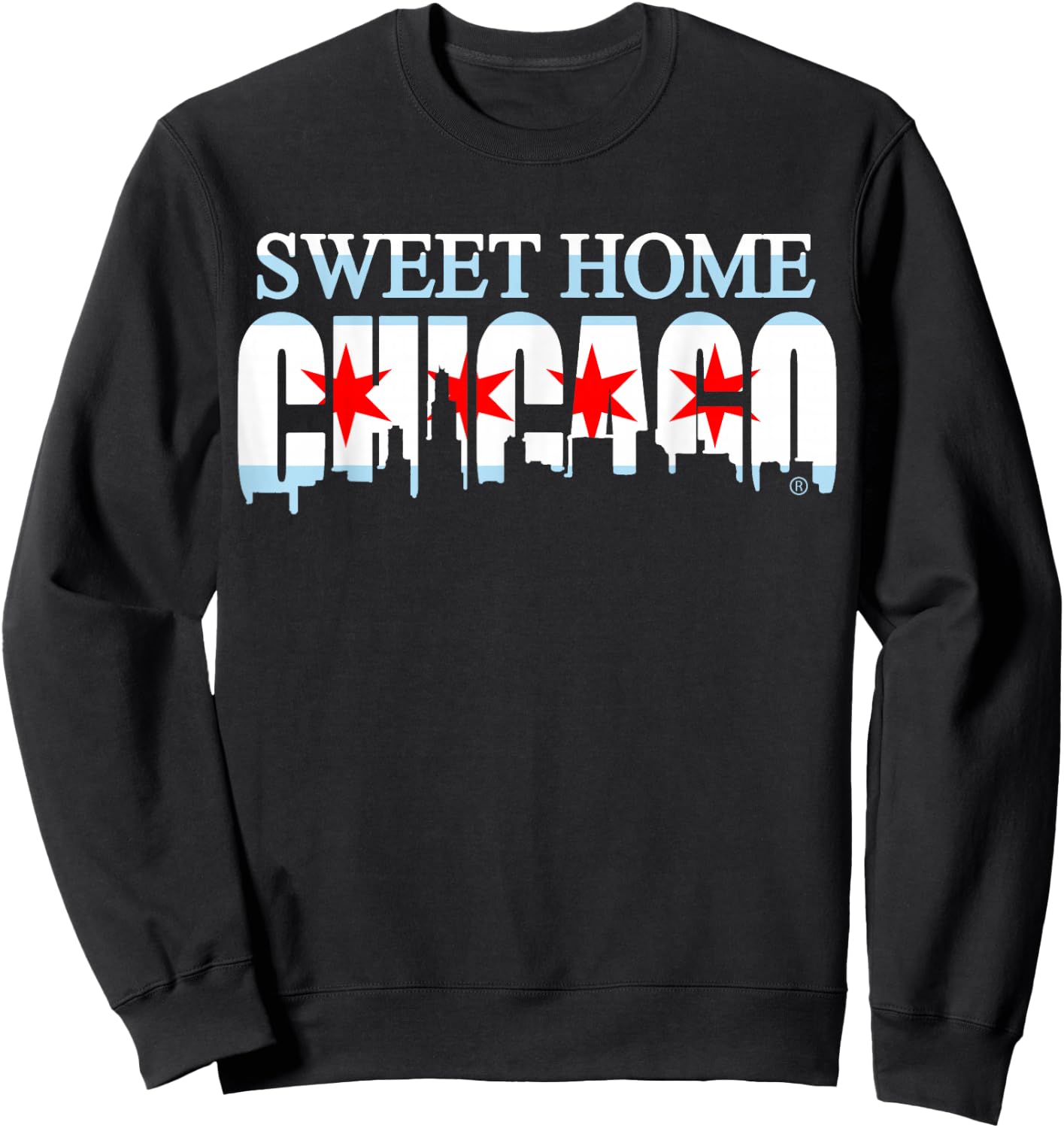 Sweet Home Chicago Flag Skyline Men Women Kids Sweatshirt - Sweatshirt | Black