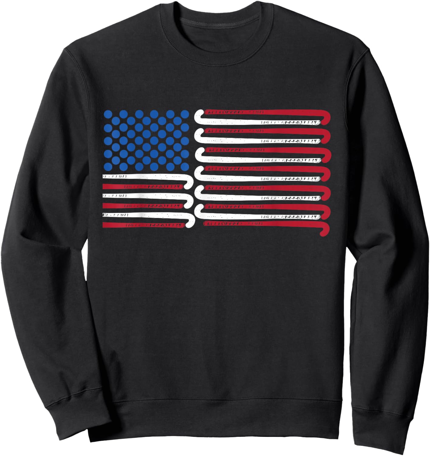 Field Hockey American Flag with Blue Balls for Stars Sweatshirt - Sweatshirt | Black