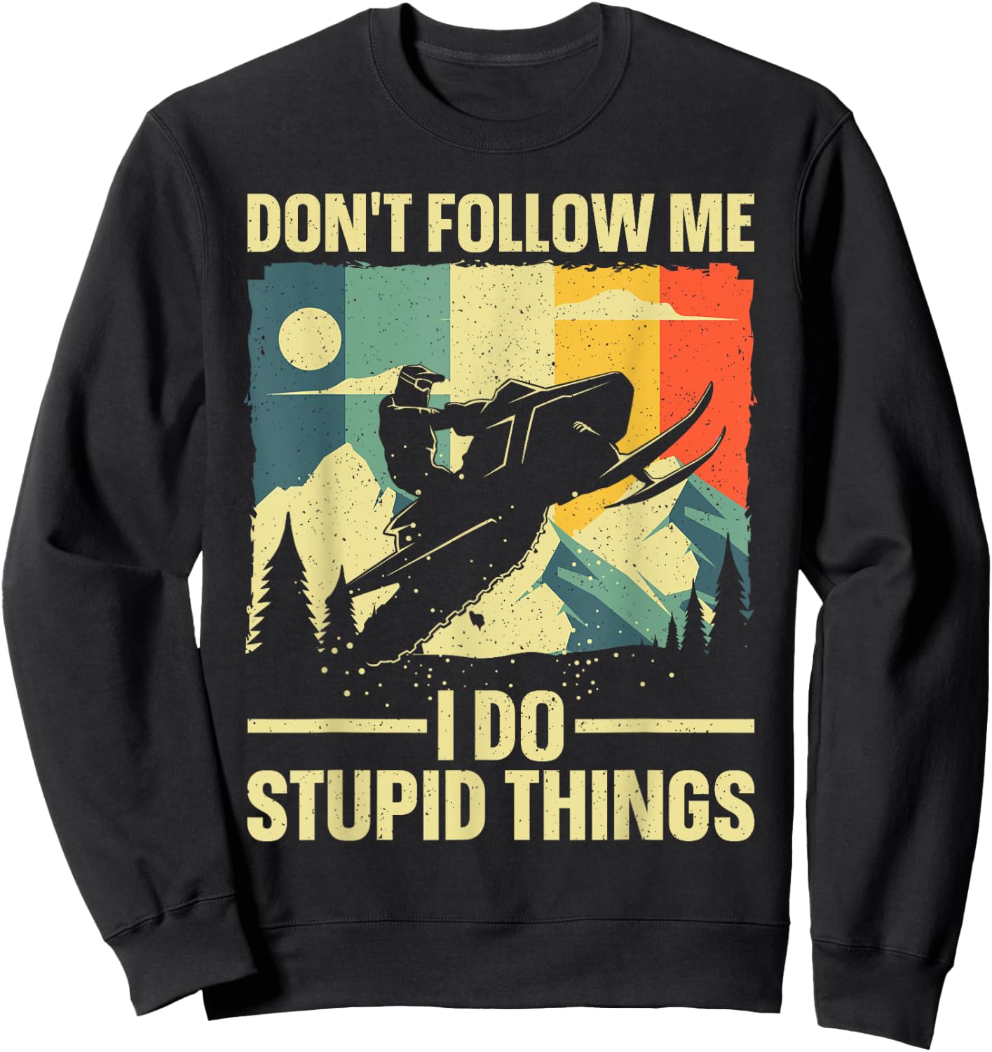 Snowmobile Gift Snowmobiling Accessories & Stuff -Child Snow Black Small Classic Fit Short Sleeve Art Snowmobile-Themed Sweatshirt - Sweatshirt | Black